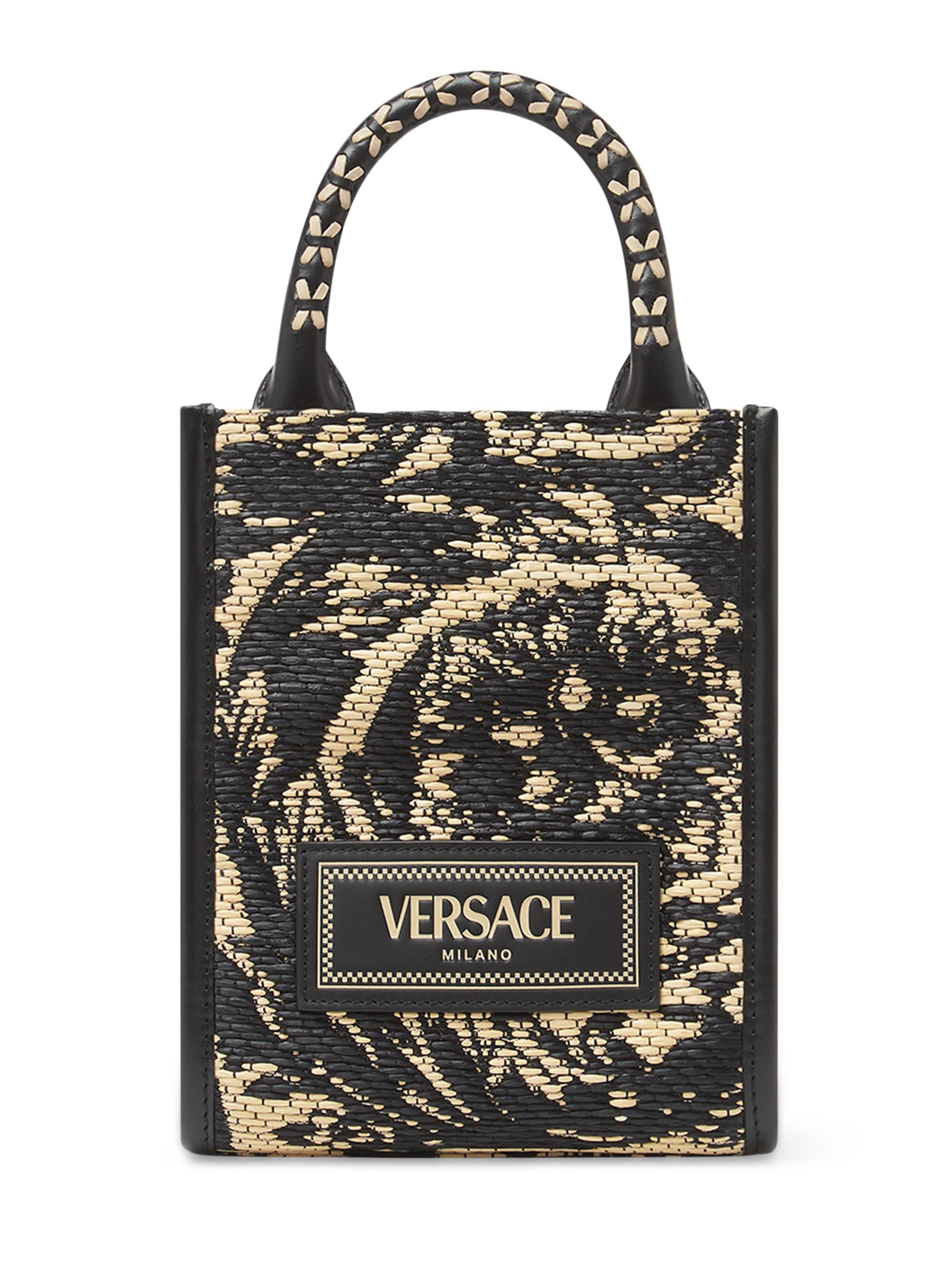 Versace Men's Athena Mini Raffia Tote Bag - Multi Black  Gold