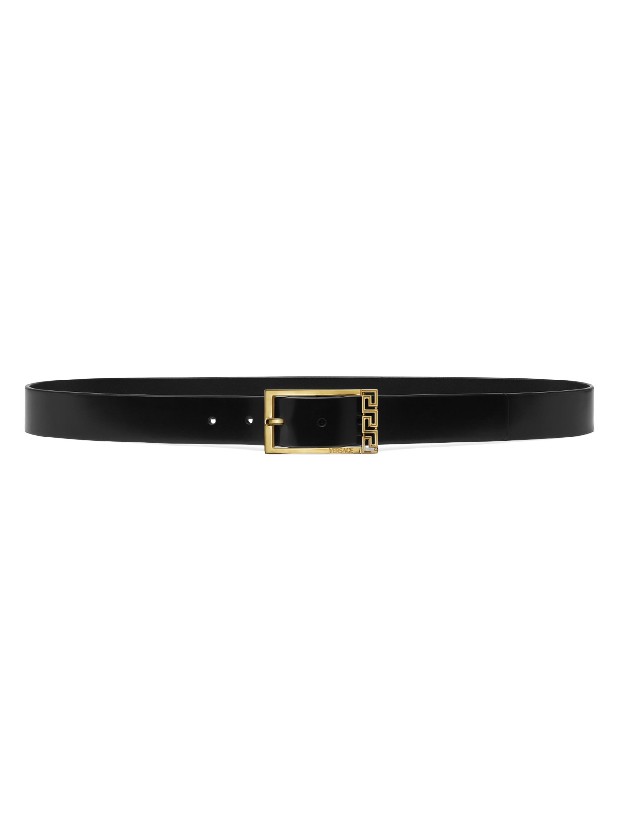 Versace Men's Calf Leather Belt - Black  Gold