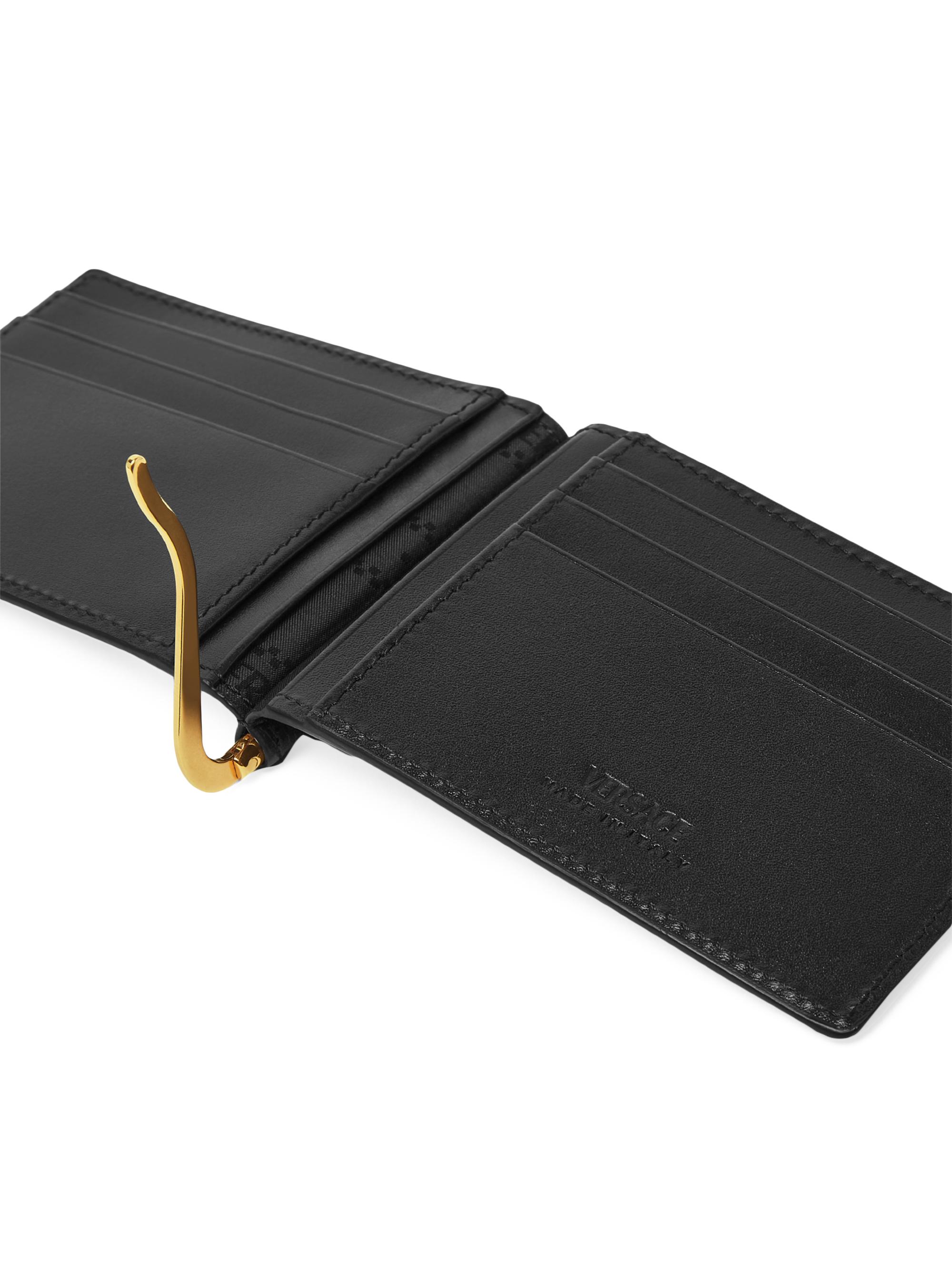 VERSACE ブラックレザー マネークリップ Versace Bifold Leather Money Clip | Saks Fifth Avenue