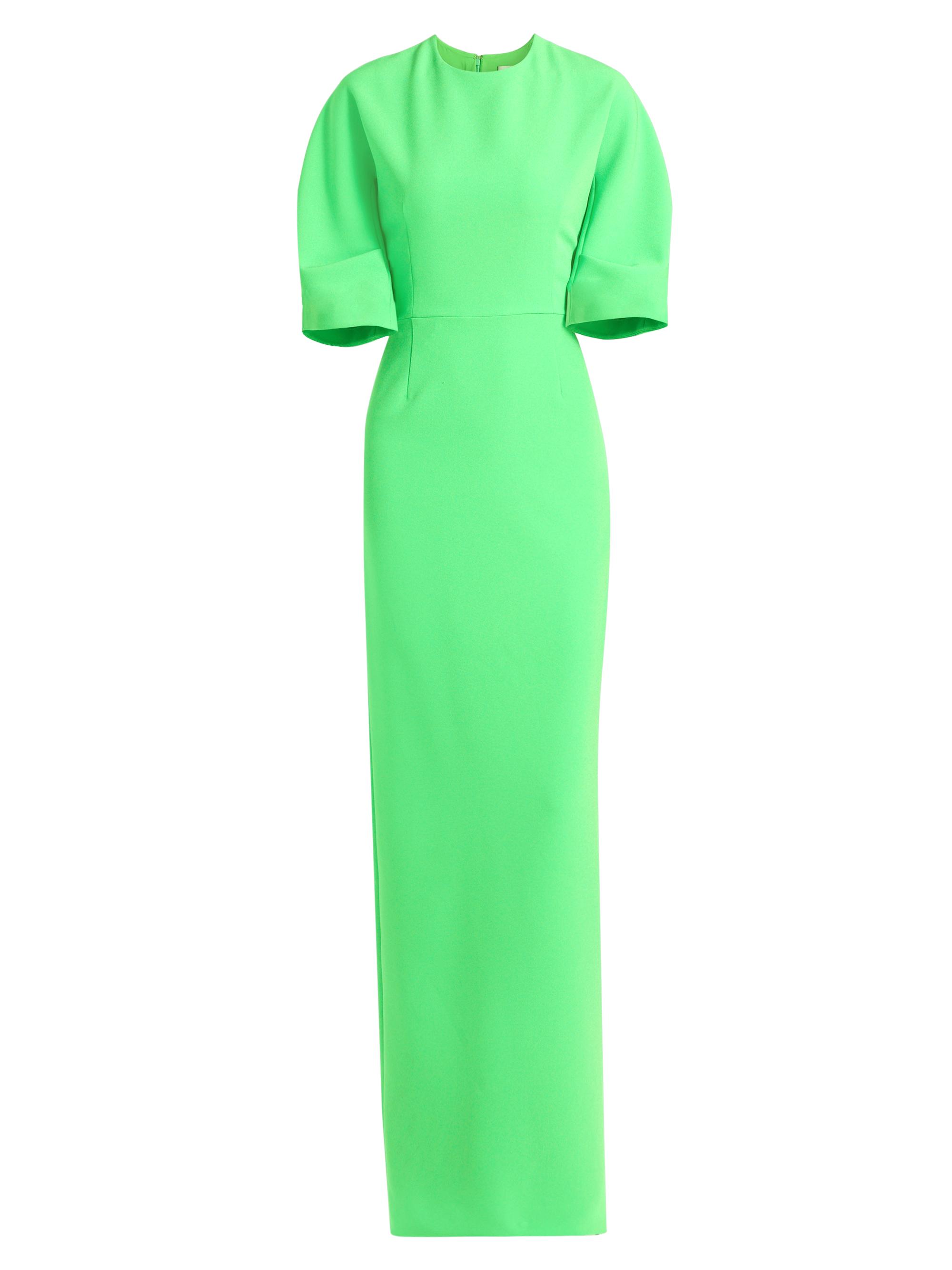 Teri Jon by Rickie Freeman Women's Crêpe Tucked Sleeve Column Gown - Lime