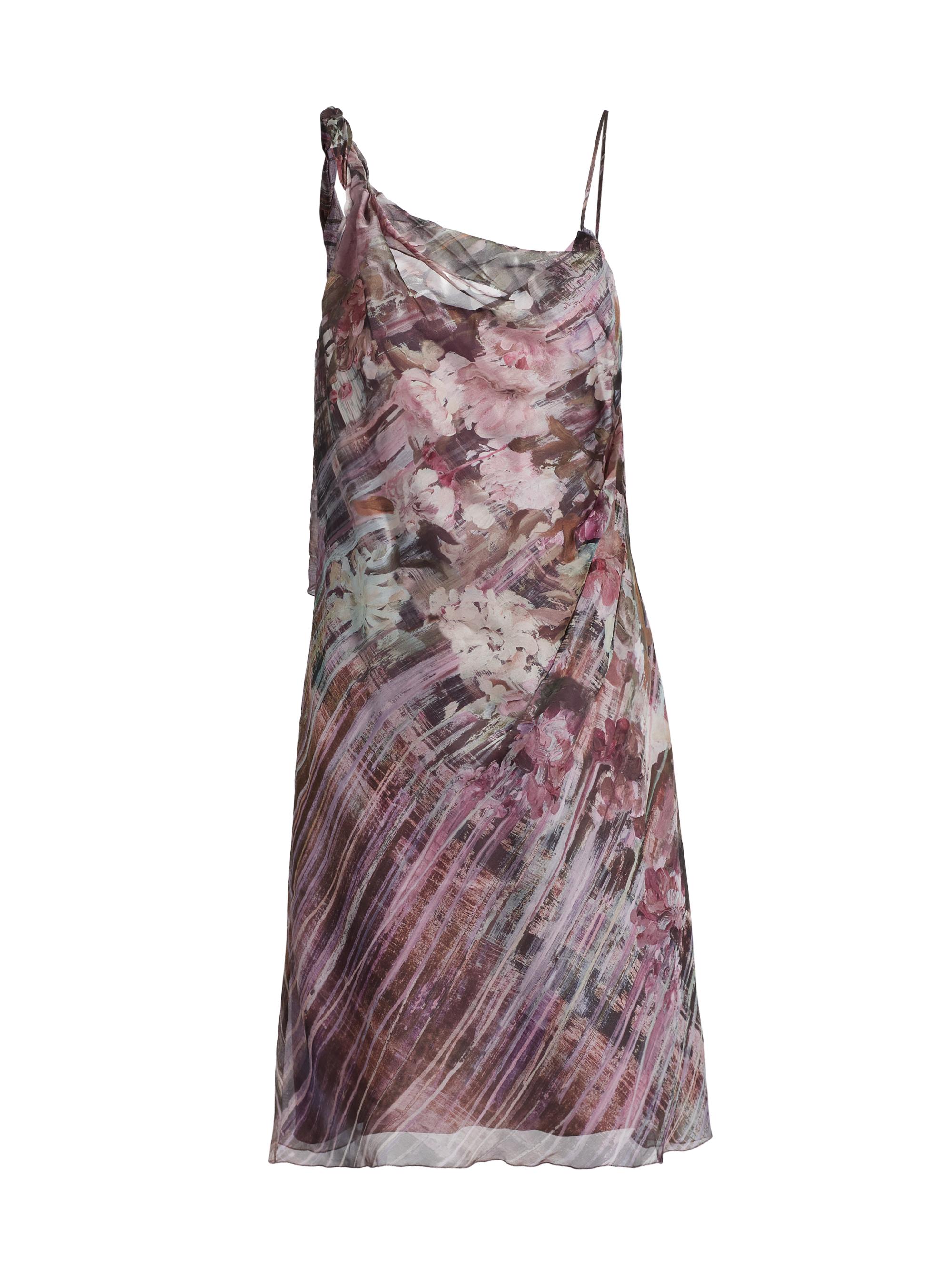 Alberta Ferretti Women's Abstract Floral Silk Midi-Dress - Multi Violet