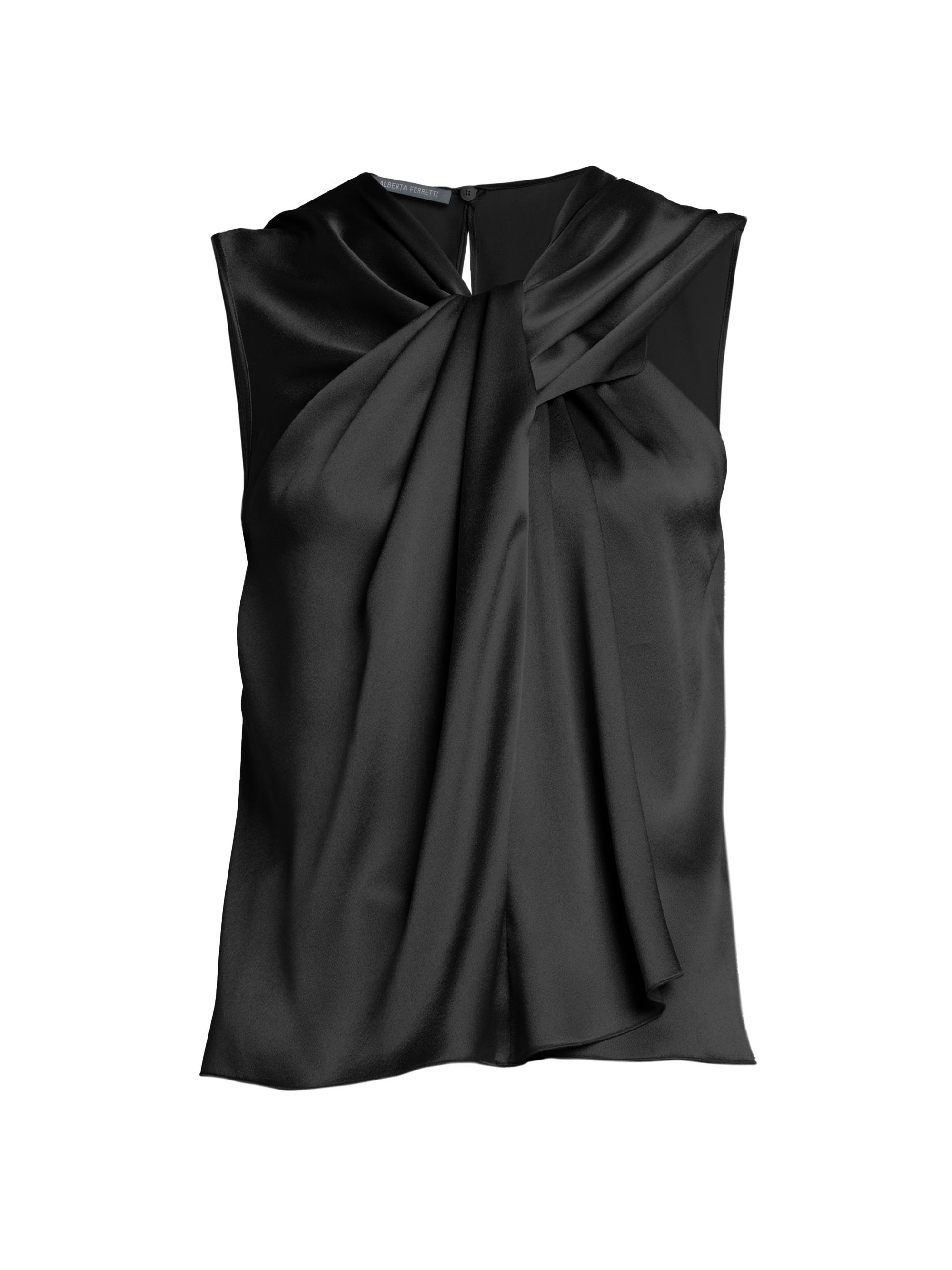 Alberta Ferretti Women's Satin Draped Top - Black