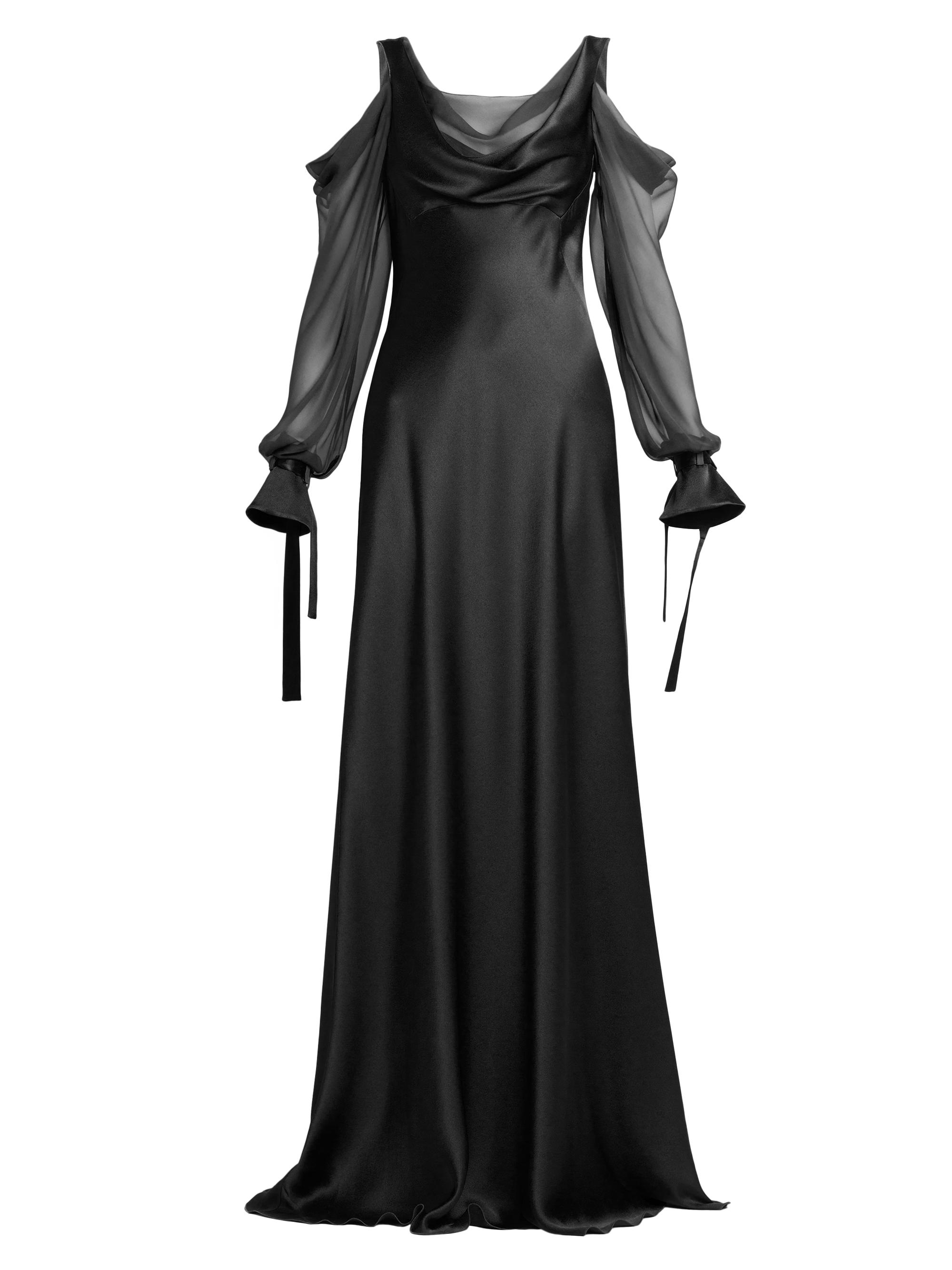 Alberta Ferretti Women's Silk Draped Cold-Shoulder Column Gown - Black