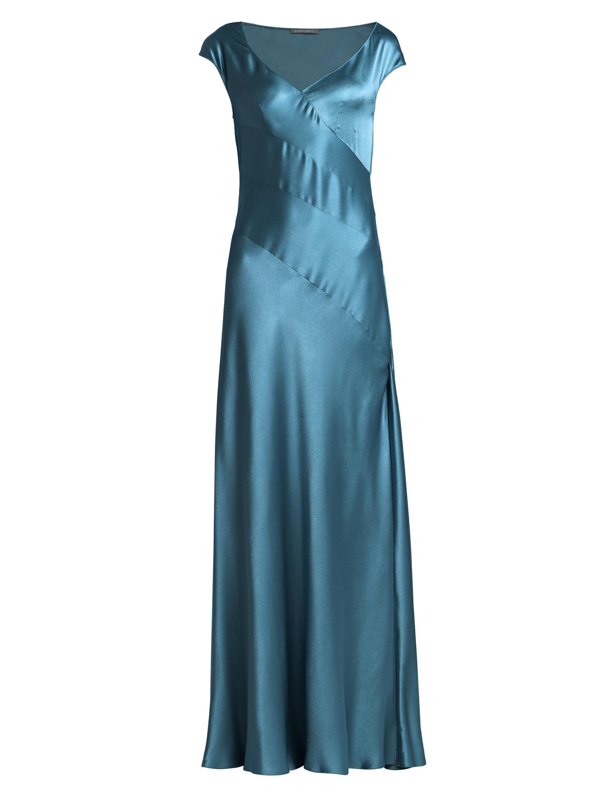 Alberta Ferretti Women's Cap Sleeve Satin Dress - Blue