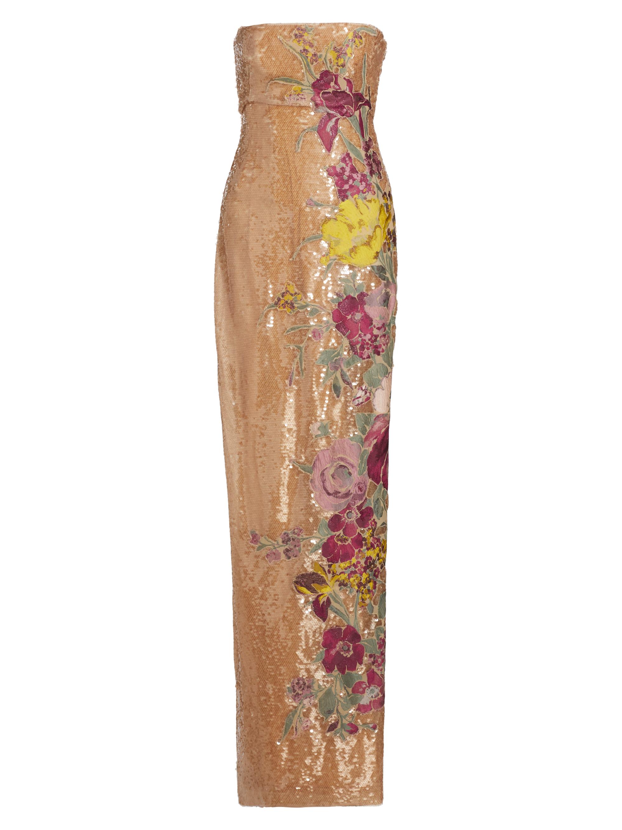 Atelier Prabal Gurung Women's Suzie Sequin Floral Column Gown - Beige