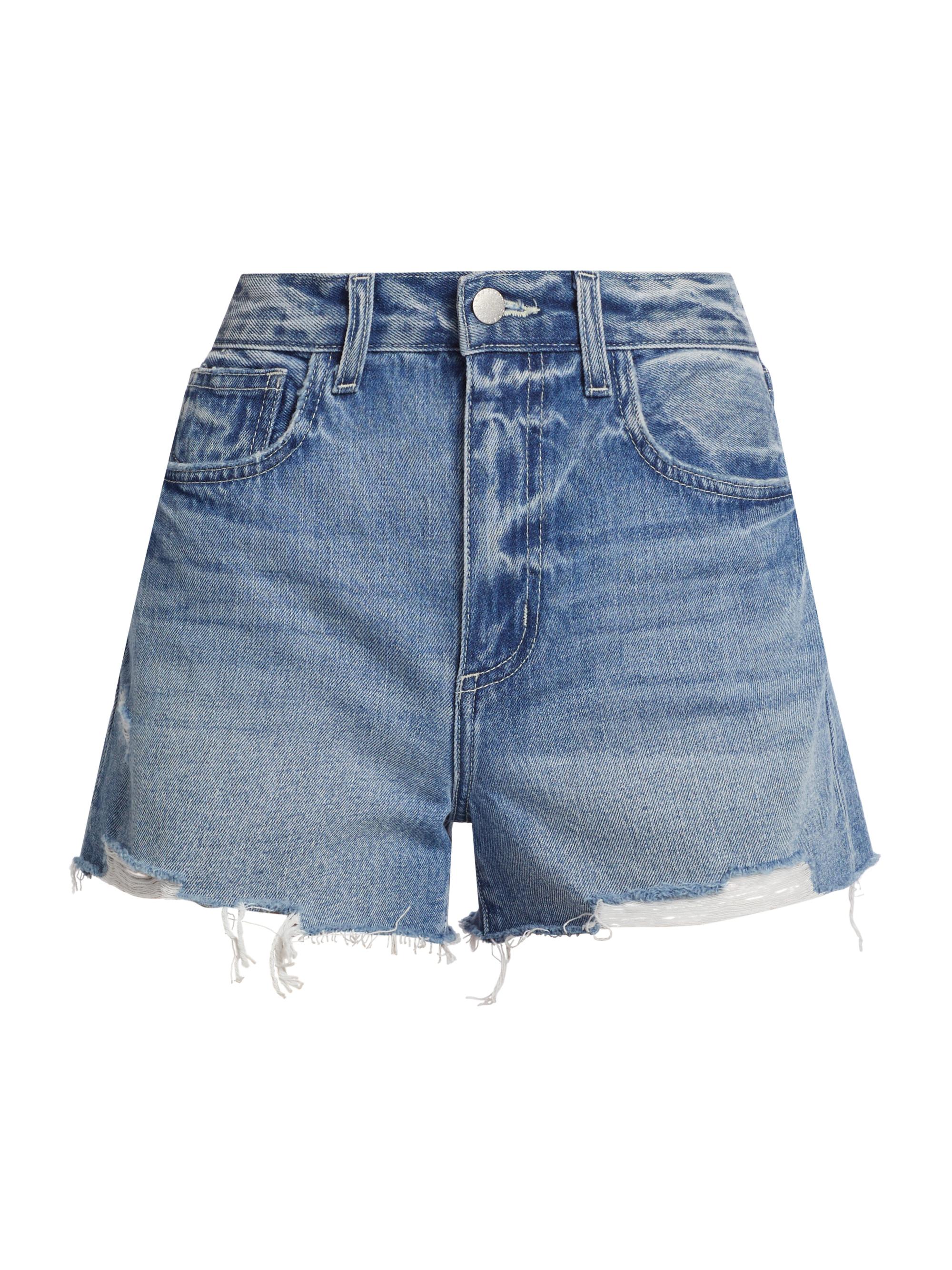L'AGENCE Women's Beck High-Rise Denim Shorts - Santee Destruct