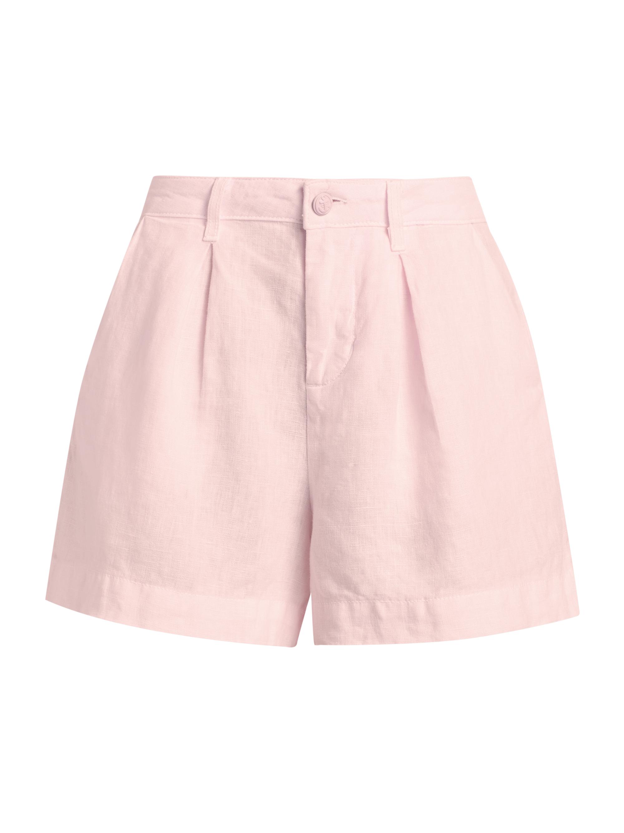 L'AGENCE Women's Zahari Pleated Linen Shorts - Lilac Snow