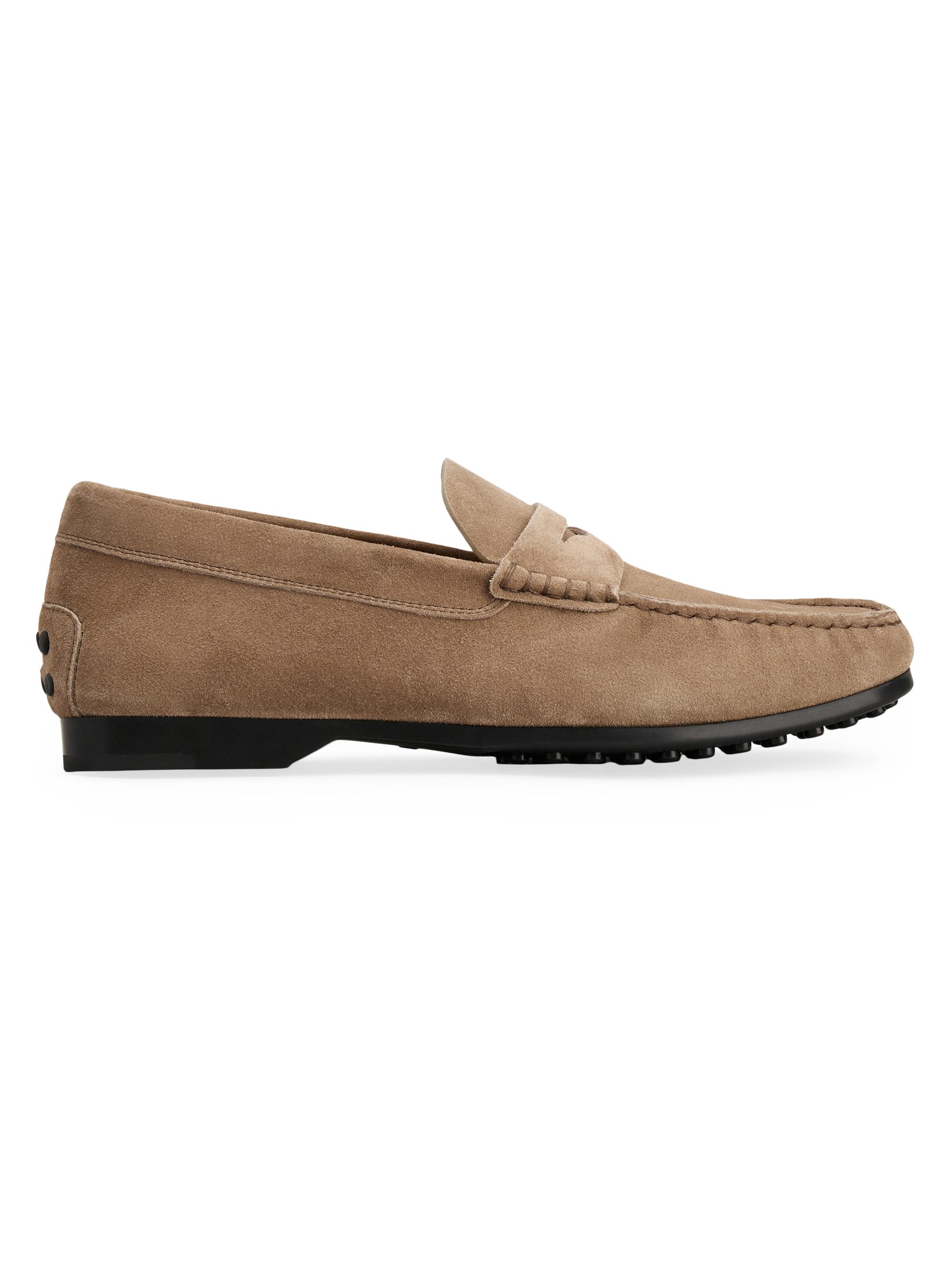 Tod's Men's Allacciata Cassetta 04L Suede Penny Loafers - Creta Chiaro