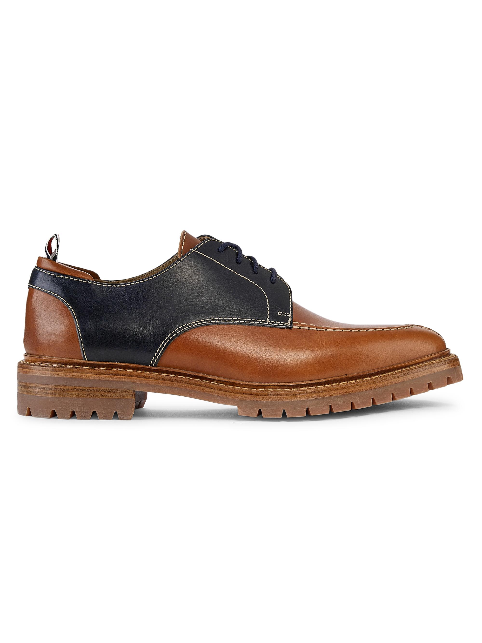 Thom Browne Men's Apron Stitch Leather Derbys - Navy Natural