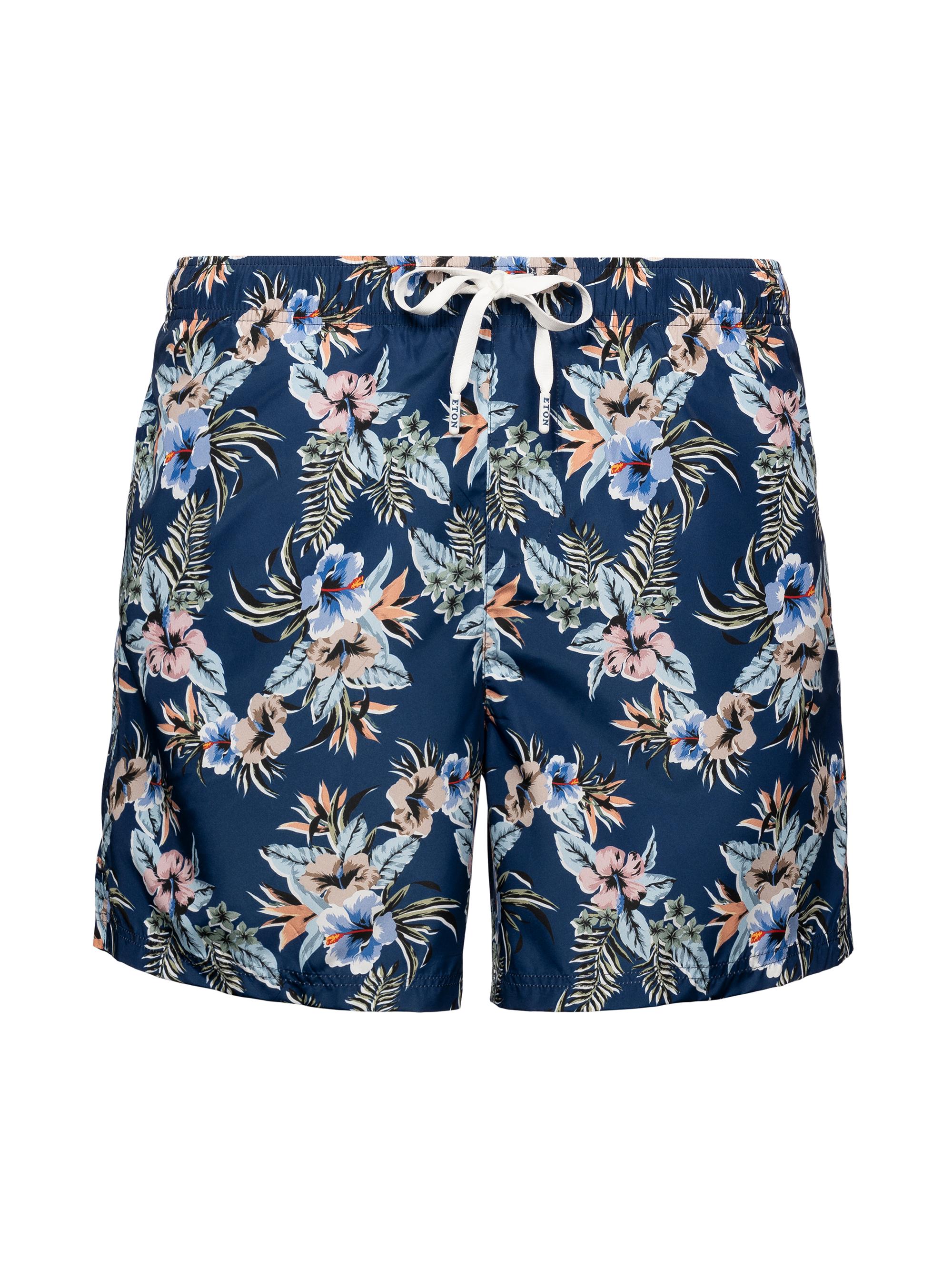 Eton Men's Floral Drawstring Swim Shorts - Blue