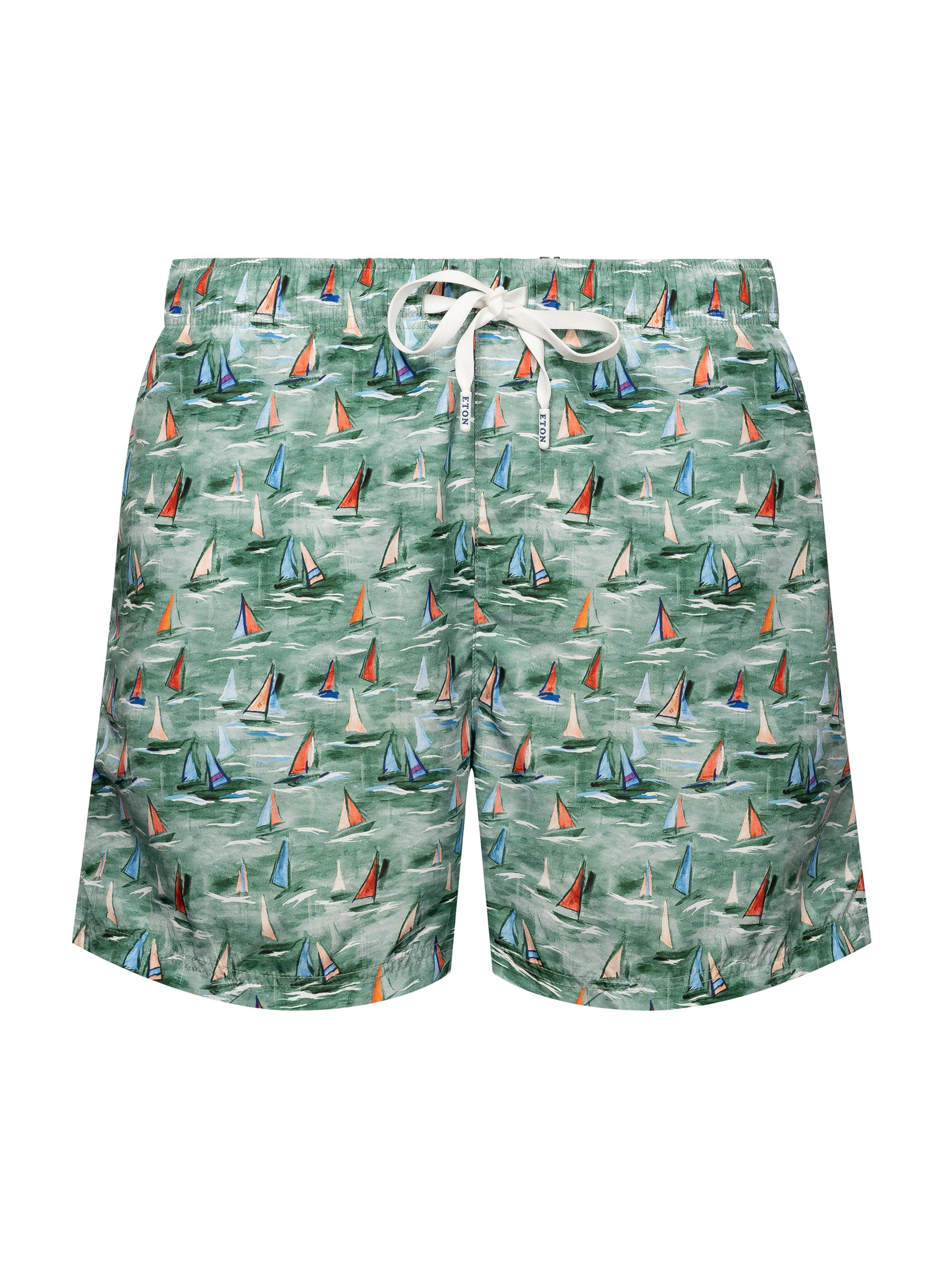 Eton Men's Boat Print Swim Shorts - Green