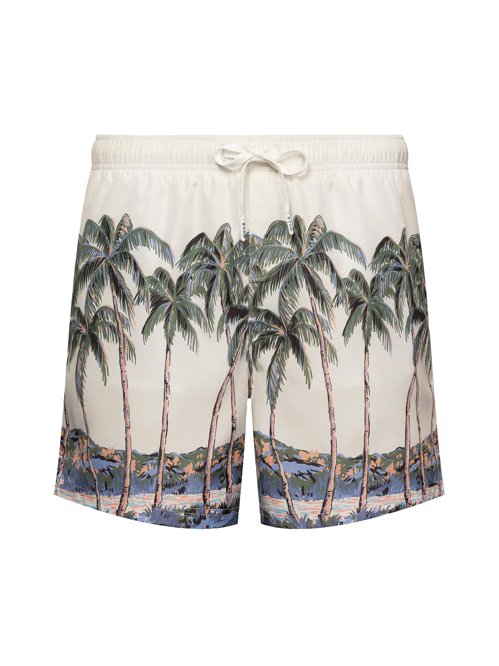 Eton Men's Palm Tree Drawstring Swim Shorts - Green
