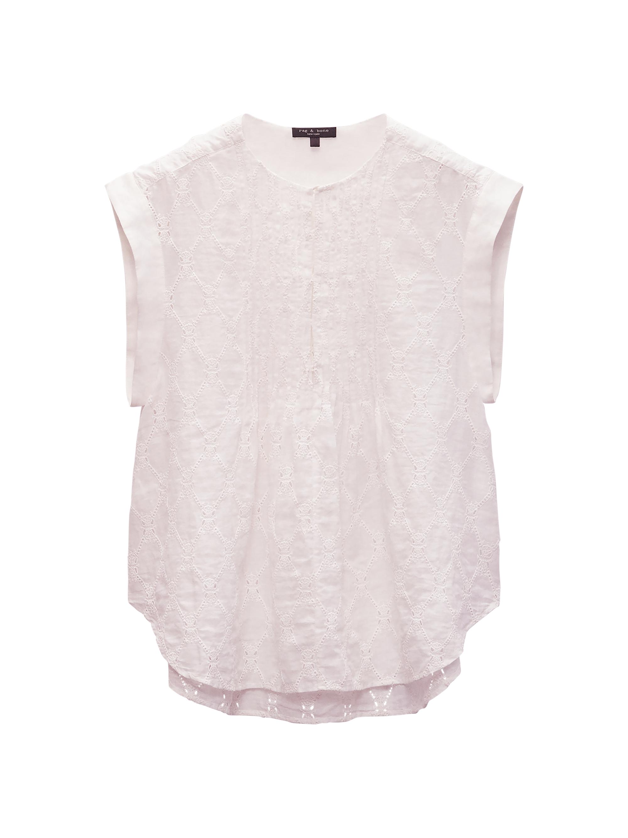 rag & bone Women's Gabby Embroidered Top - White