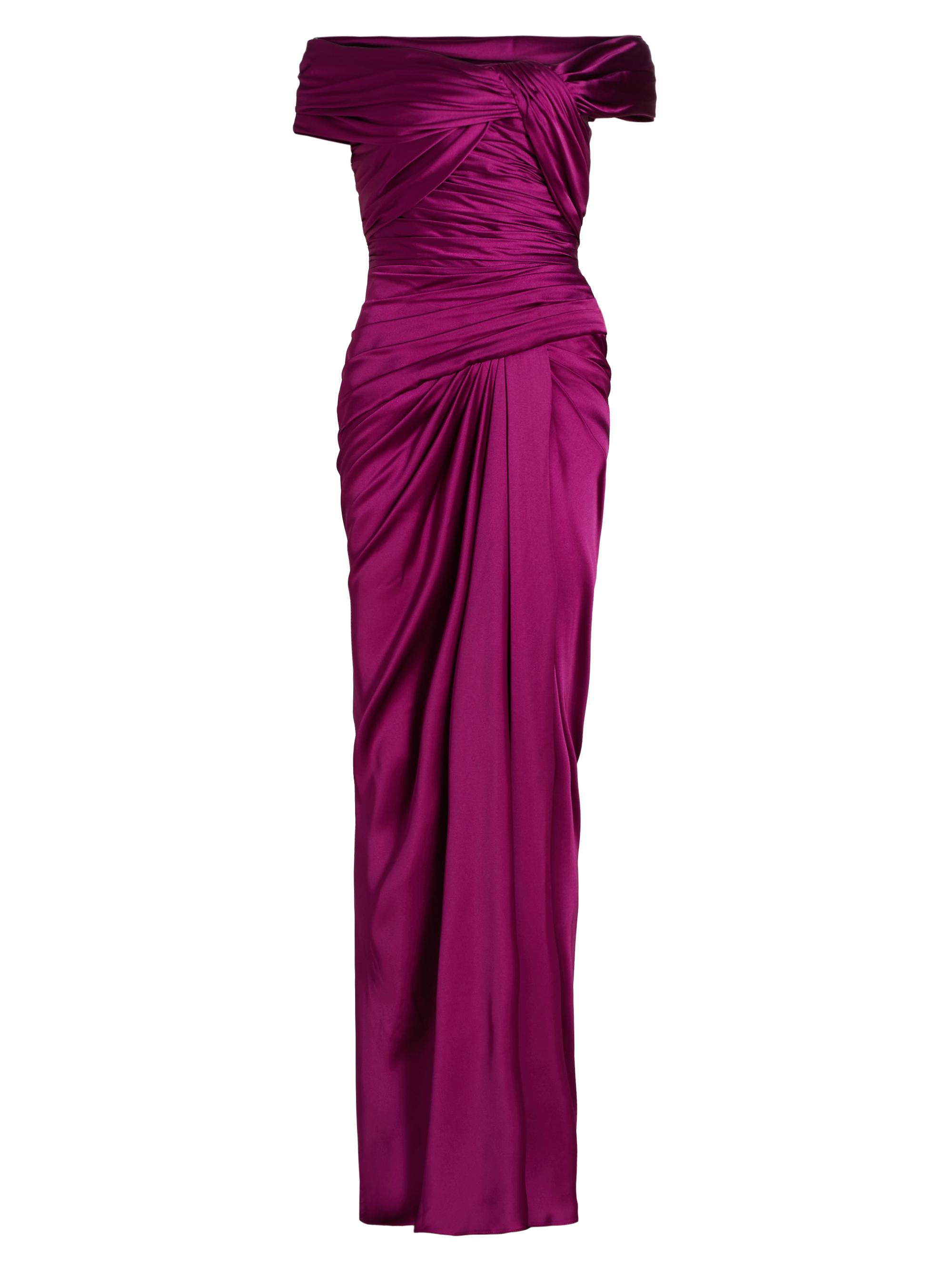 Zuhair Murad Satin Off-Shoulder Draped Dress | Saks Fifth Avenue