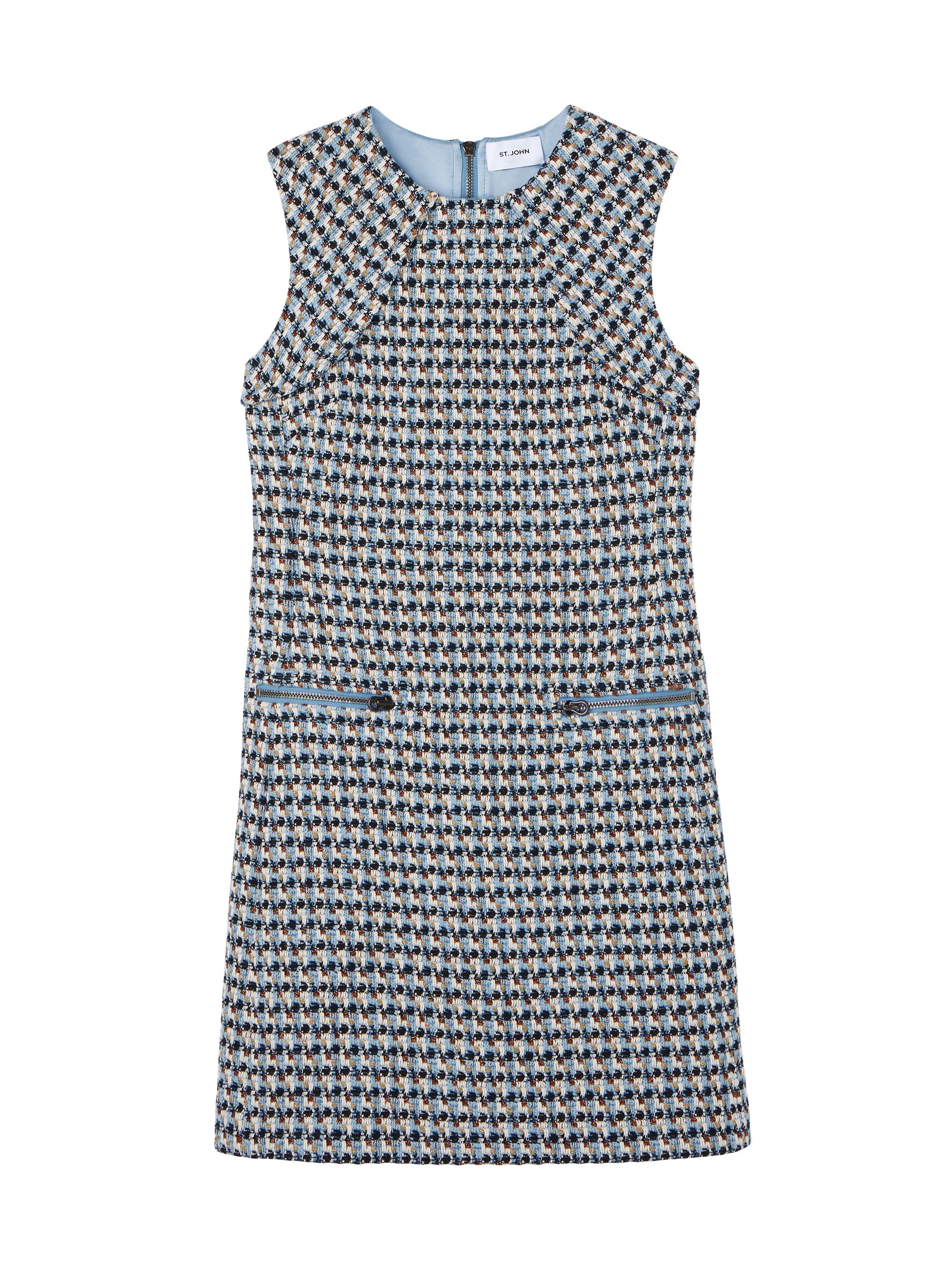 St. John Women's Multi-Yarn Tweed Sleeveless Minidress - Blue White