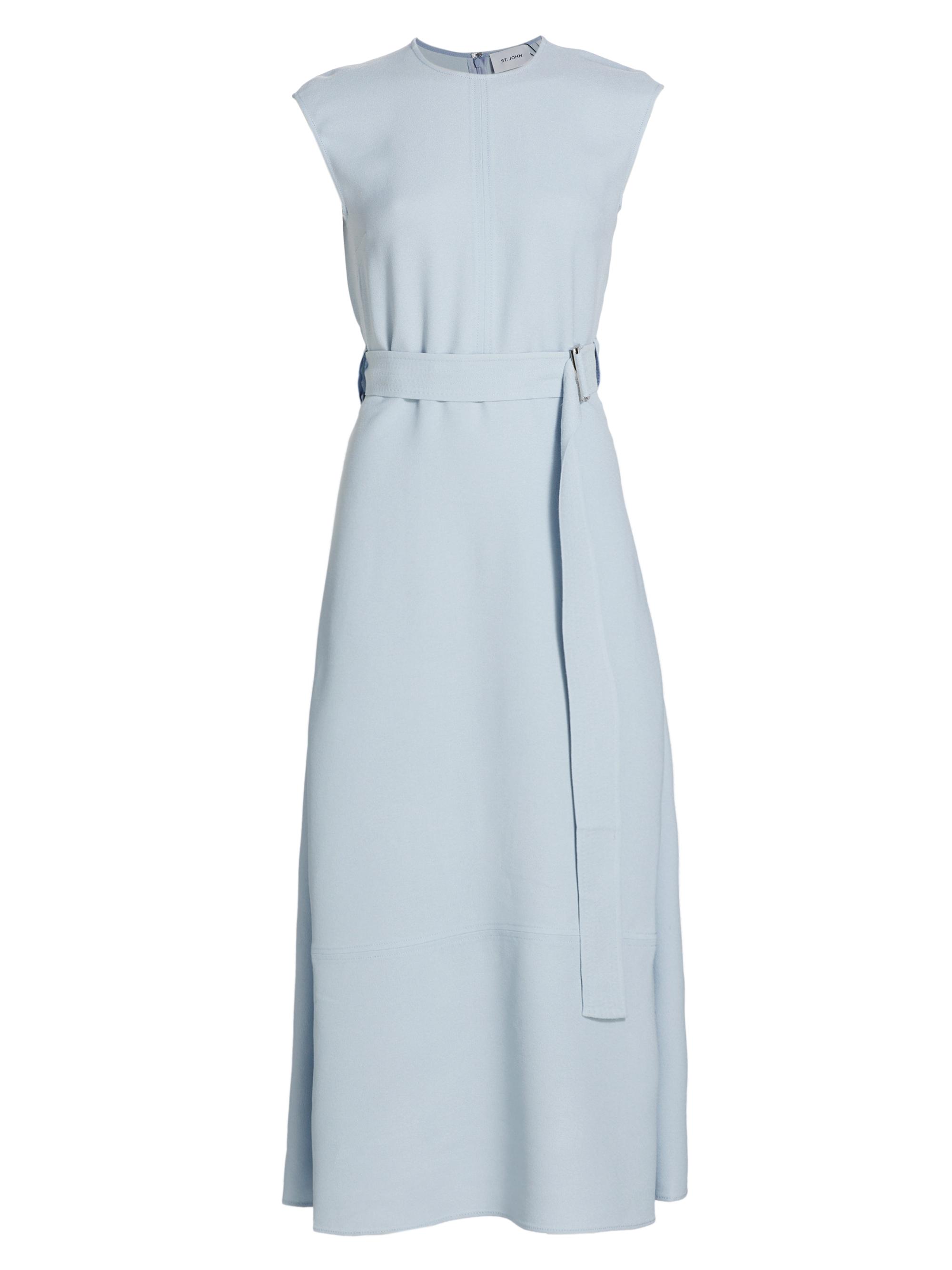 St. John Women's Textured Crepe Midi-Dress - Powder Blue