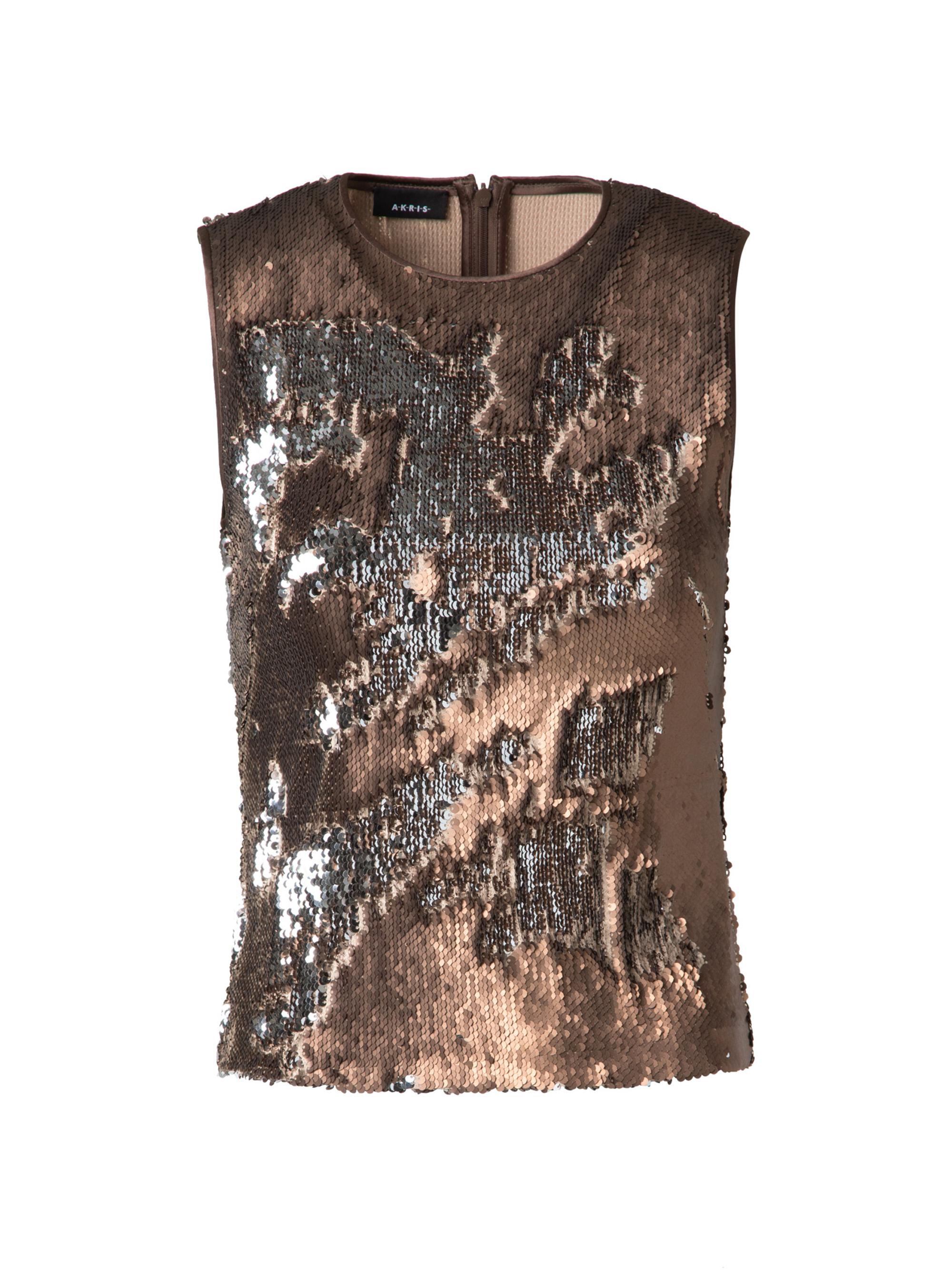 Akris Women's Sequin Shell Tank Top - Vicuna Silver