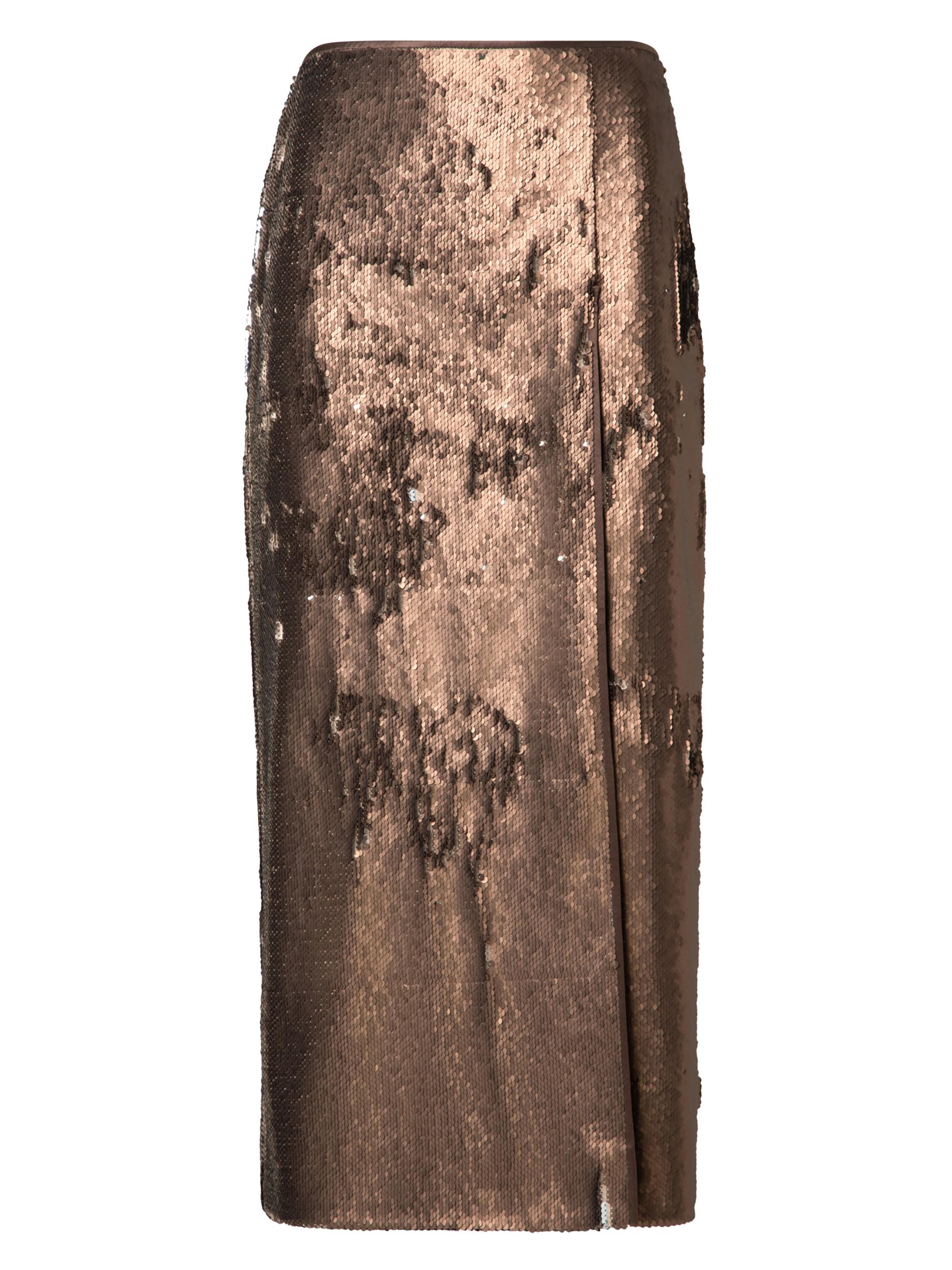 Akris Women's Sequin Slit Midi-Skirt - Vicuna Silver