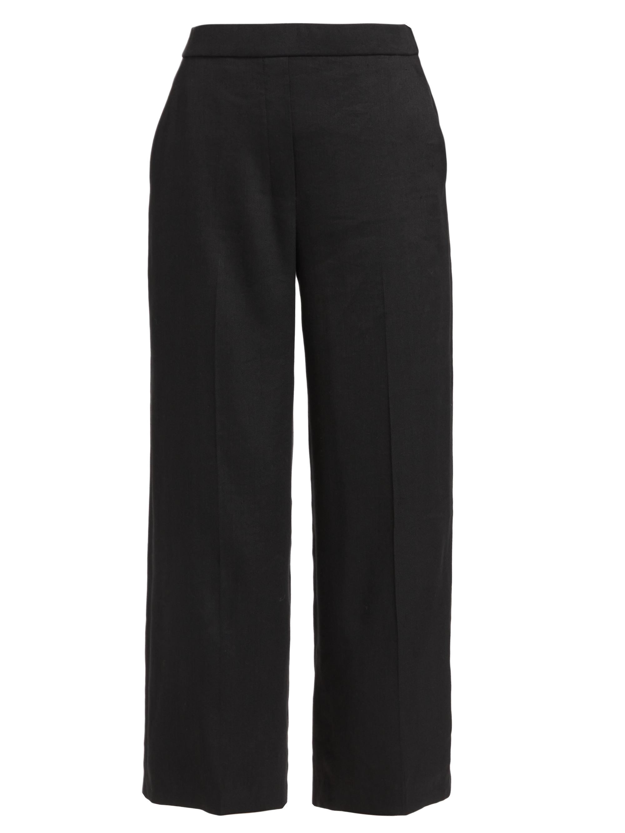 Theory Women's Linen-Blend Cropped Pull-On Pants - Black