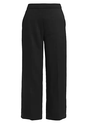 Linen-Blend Cropped Pull-On Pants
