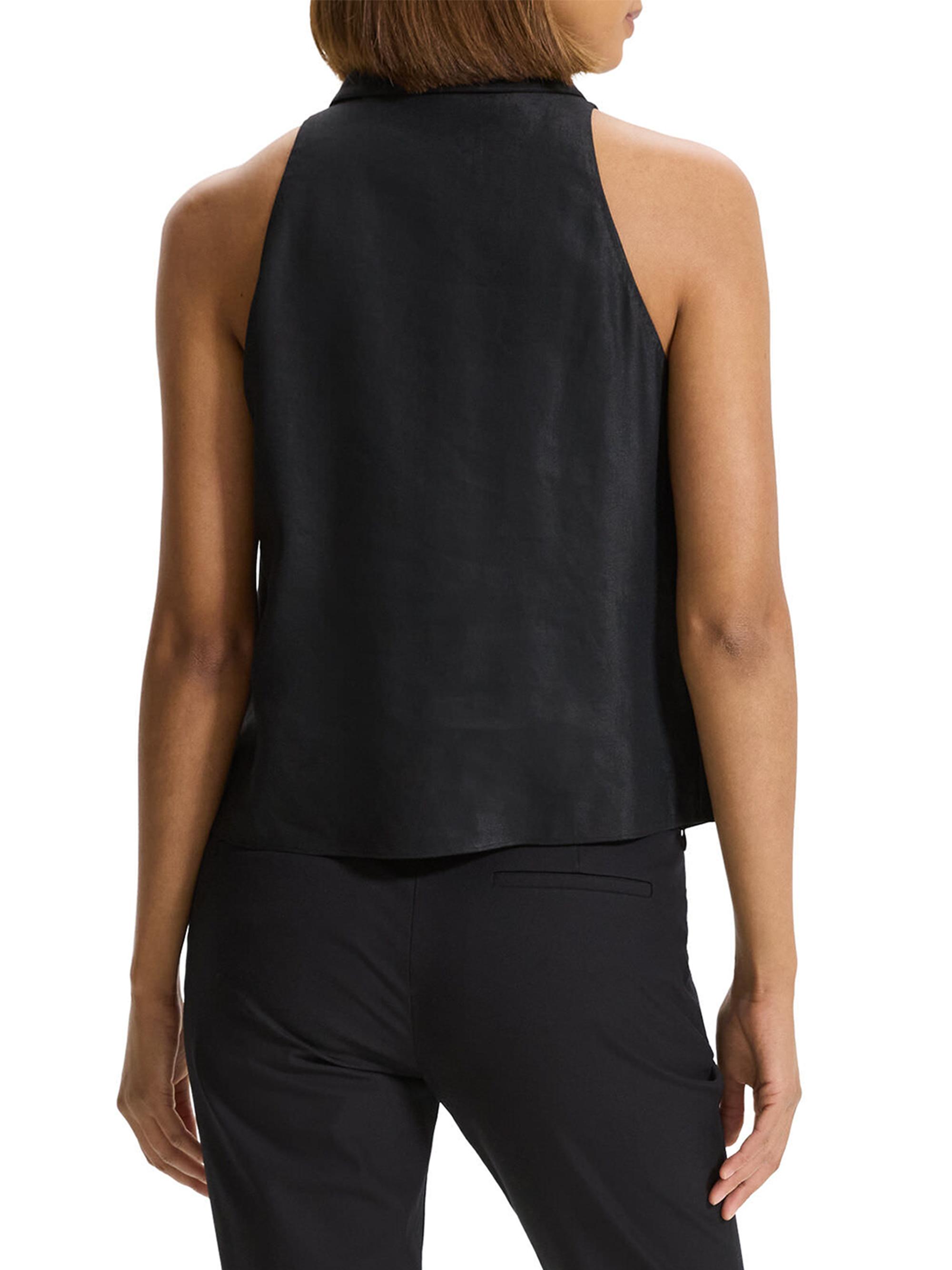 Sleeveless Layered Button Front Blouse