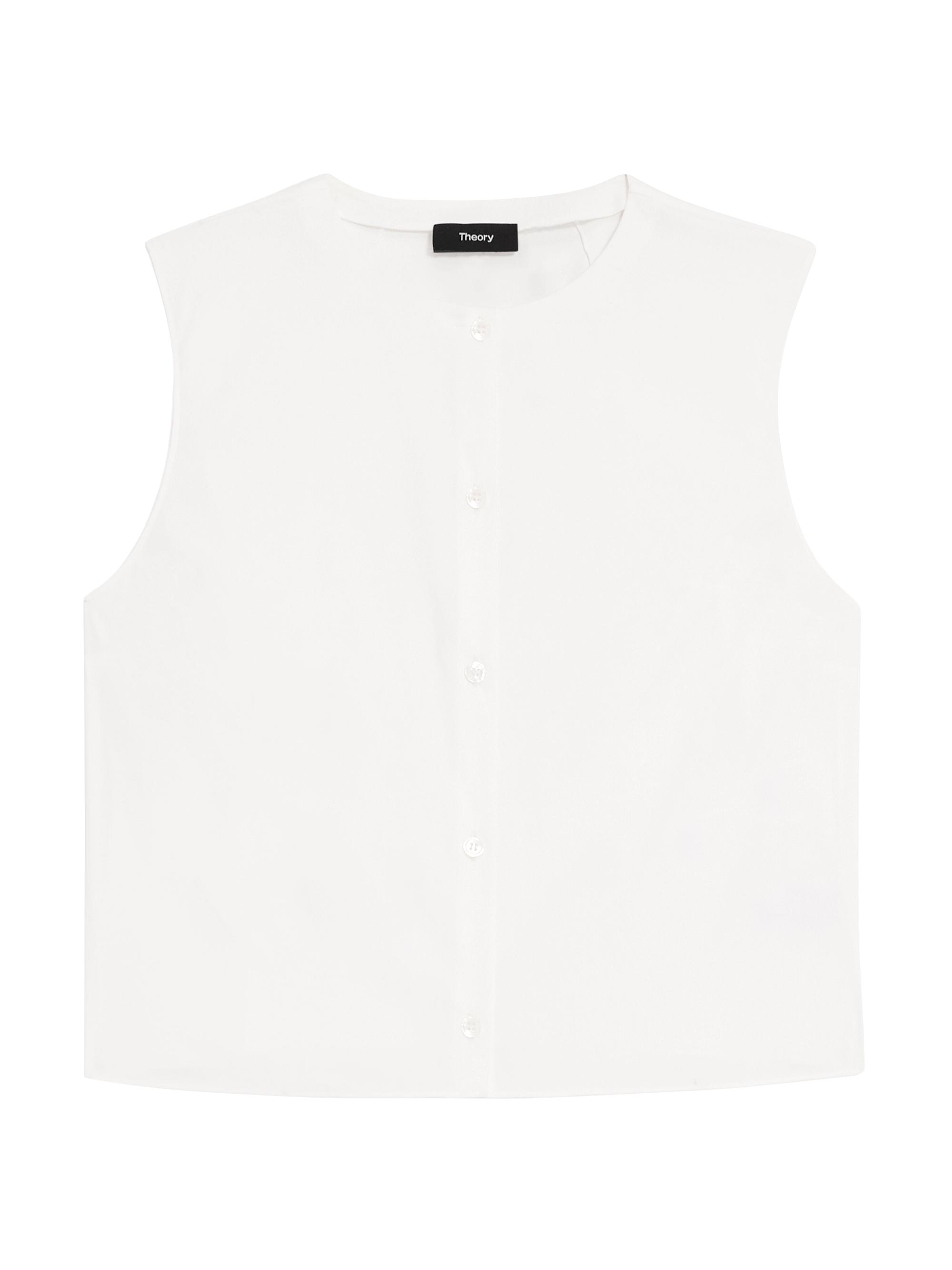 Theory Women's Sleeveless Cotton-Blend Crop Shell Top - White
