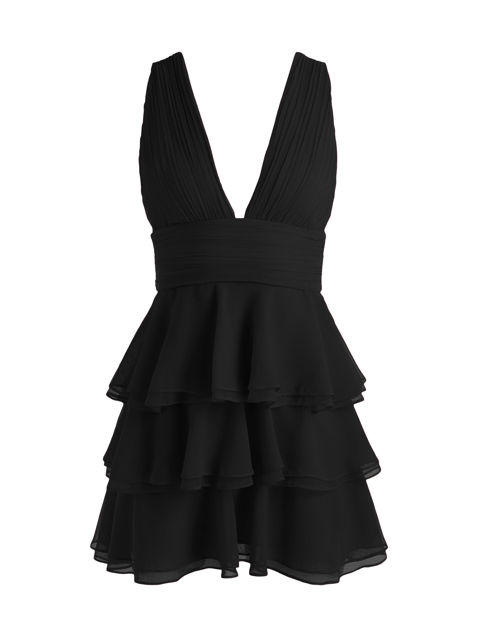 ALICE + OLIVIA Women's Holly Tiered Ruffle Minidress - Black