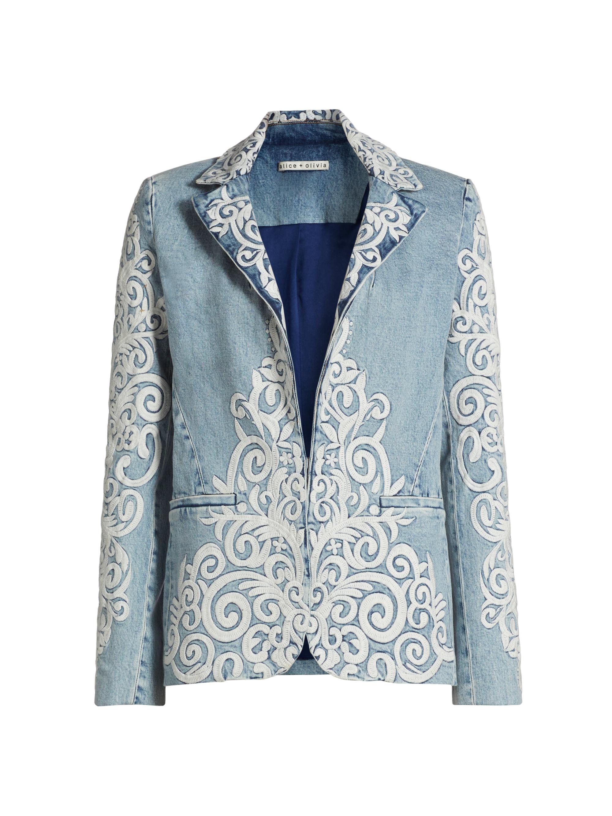 Alice + Olivia Women's Macey Filligree Denim Blazer - Rockstar Blue