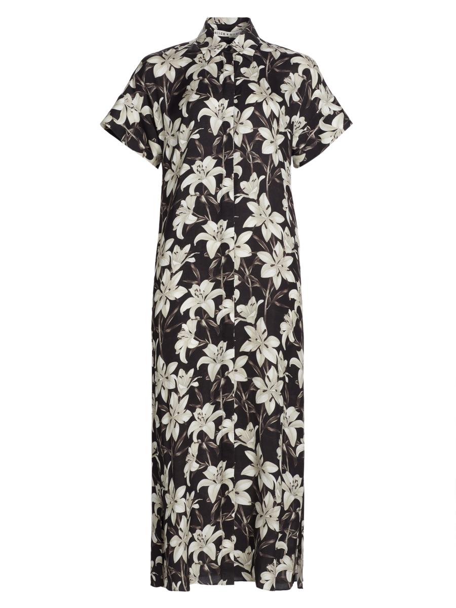 Alice + Olivia Edyth Floral Maxi Shirtdress | Saks Fifth Avenue