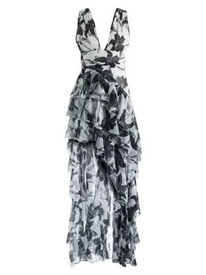 Shop Alice + Olivia Holly Floral High-Low Maxi Dress | Saks Fifth Avenue