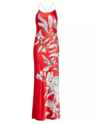 Shop Alice + Olivia Paloma Floral Satin Maxi Dress | Saks Fifth Avenue