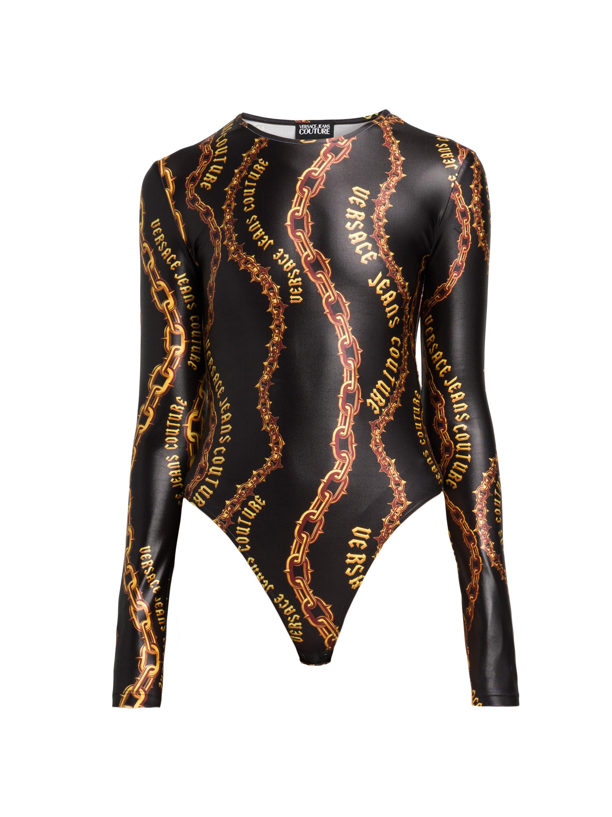 Versace Jeans Couture Women's Chainlink Crewneck Bodysuit - Black Gold
