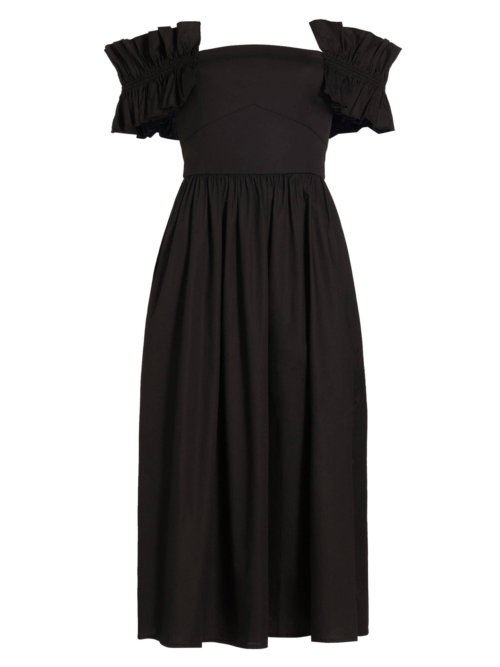 Wayf Women's Anais Ruffle-Sleeve Midi-Dress - Black