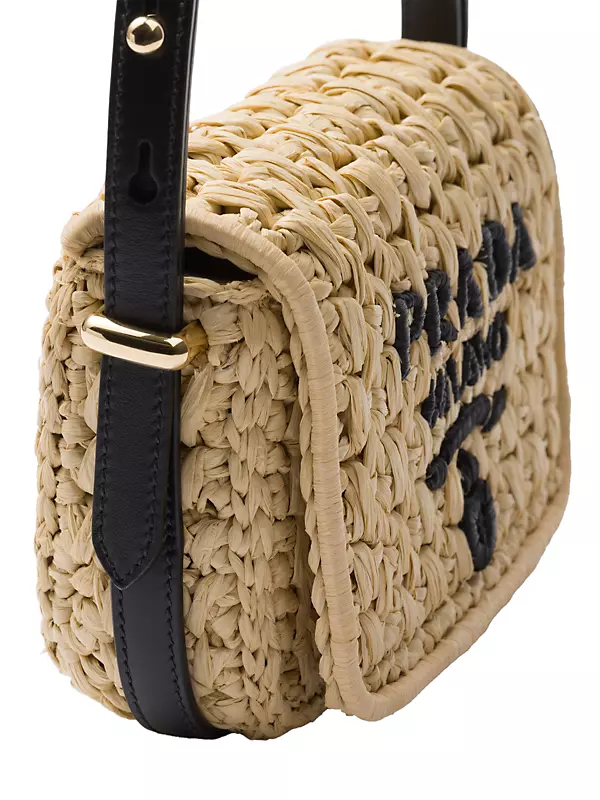 Shop Prada Woven Fabric and Leather Shoulder Bag | Saks Fifth Avenue