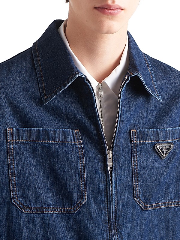 Shop Prada Light Denim Zipper Jacket | Saks Fifth Avenue Shop Prada Light Denim Zipper Jacket | Saks Fifth Avenue
