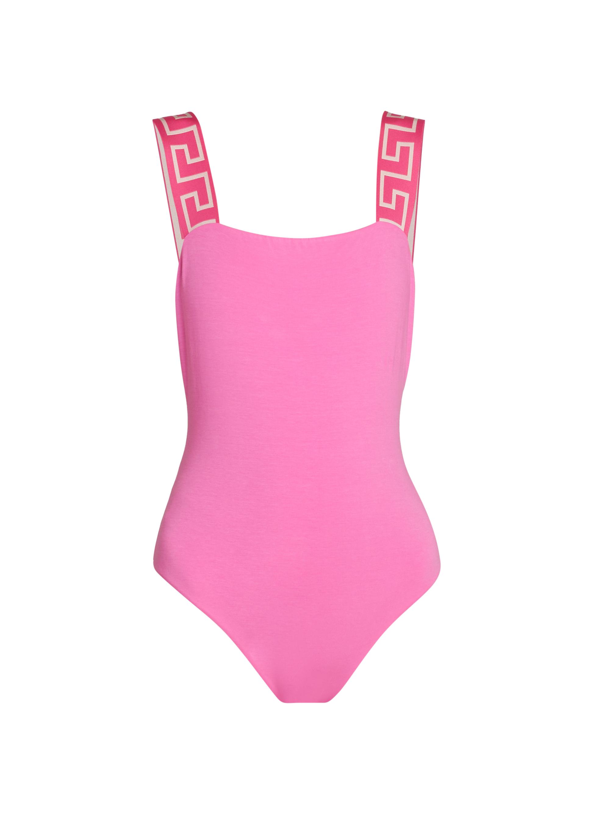 Versace Women's Greek Key Strap Bodysuit - Dragon Fruit