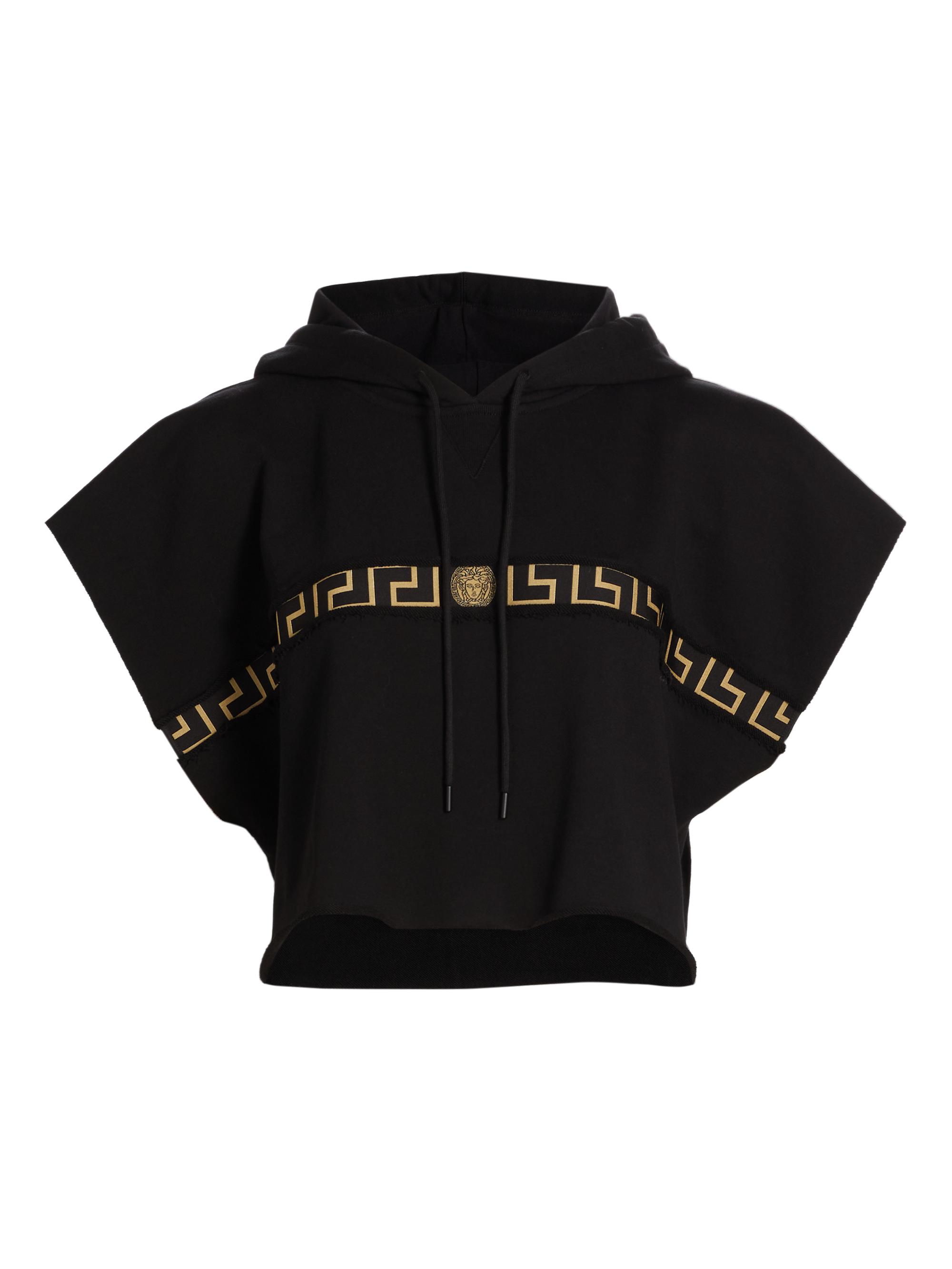 Versace Women's Greca Cotton Hoodie - Black
