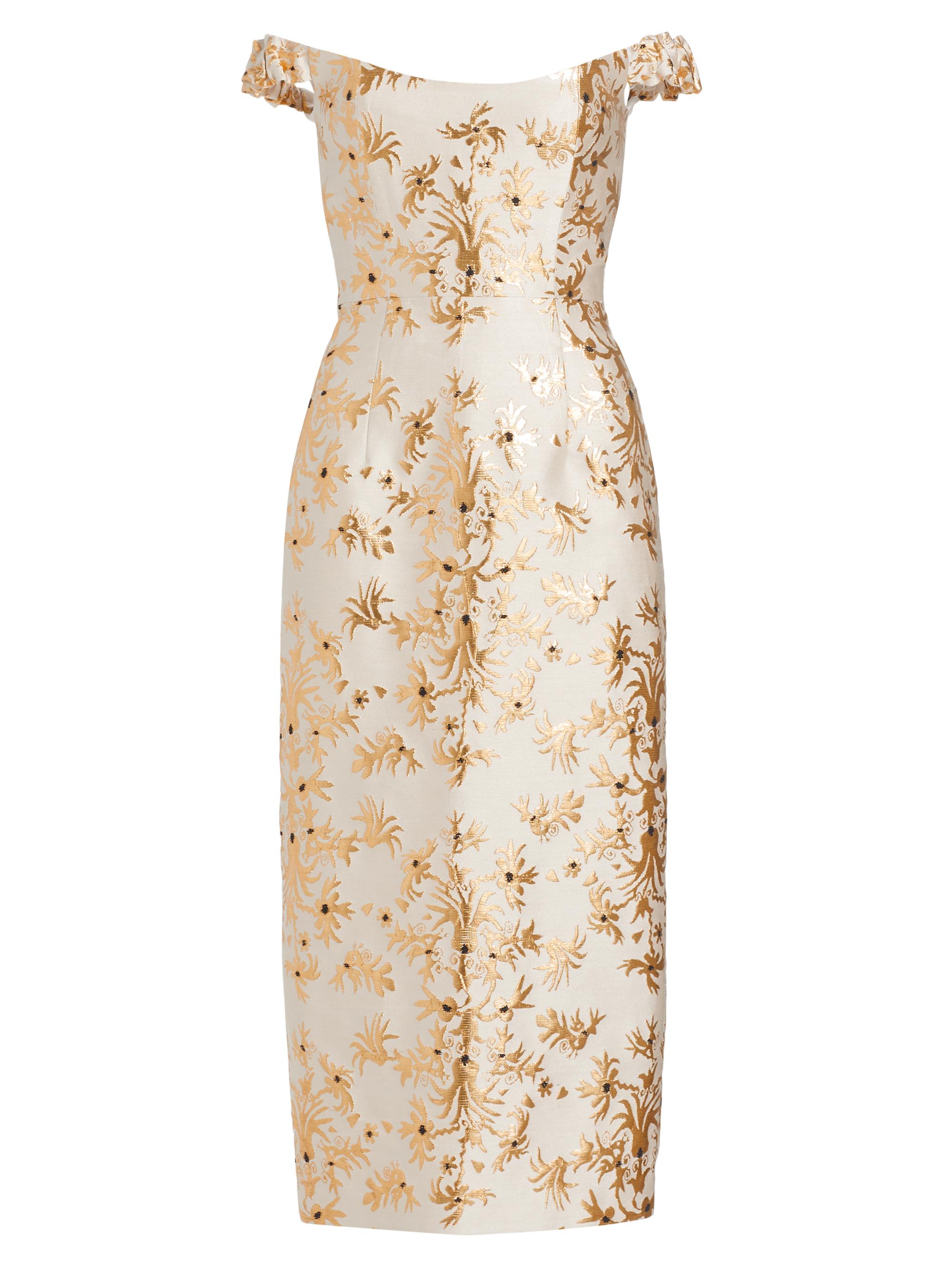 Markarian Women's Amina Floral Brocade Off-the-Shoulder Cocktail Dress - White Gold Floral