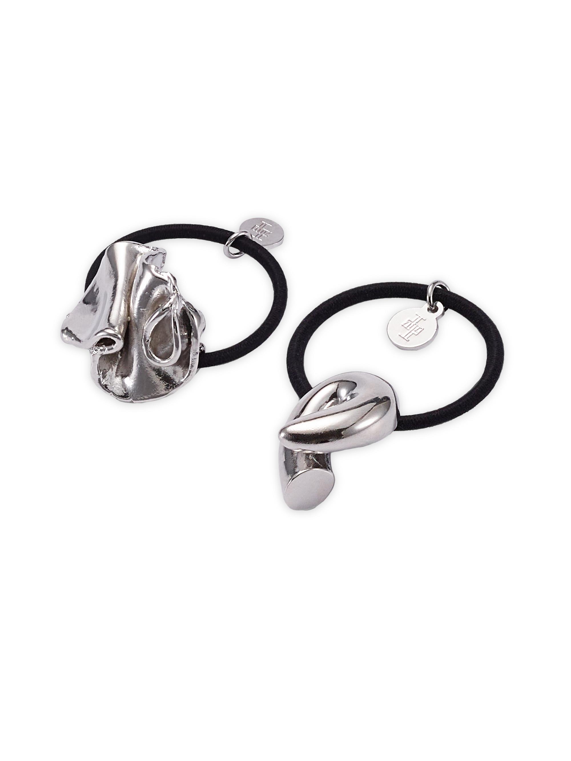 Lelet NY Women's Ruffle & Loop Ponytail Set - Rhodium