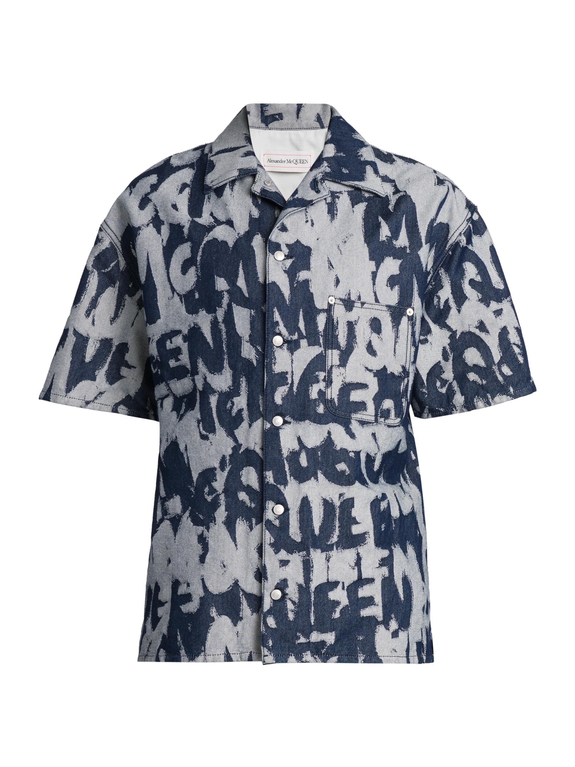 McQueen Men's Hawaiian Short-Sleeve Denim Shirt - Indigo