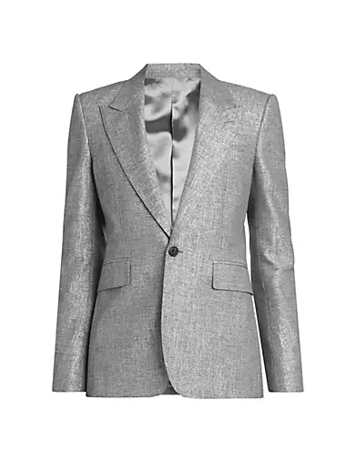 Peak-Lapel One-Button Suit Jacket
