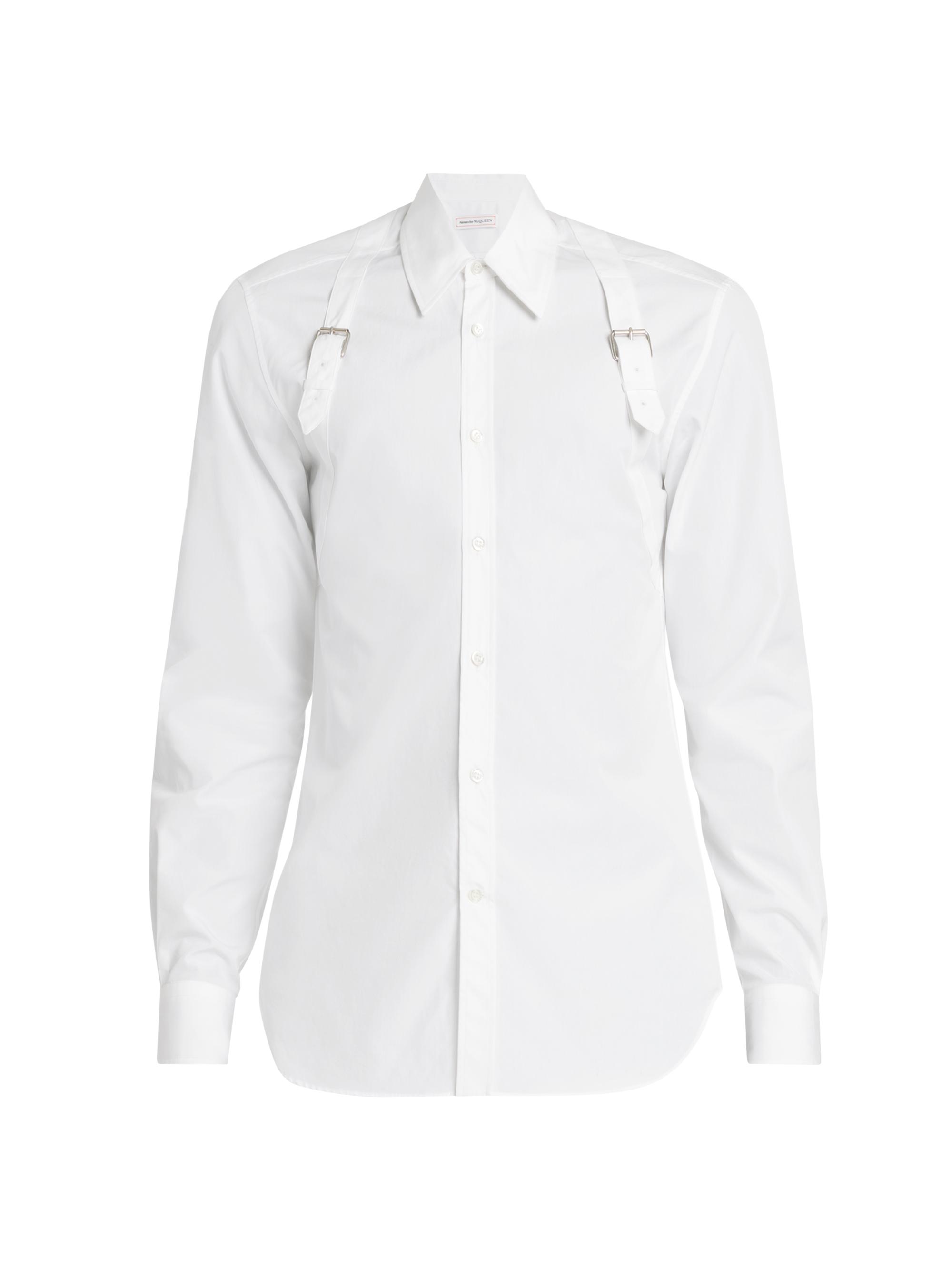 McQueen Men's Double-Strap Harness Cotton Shirt - Optical White