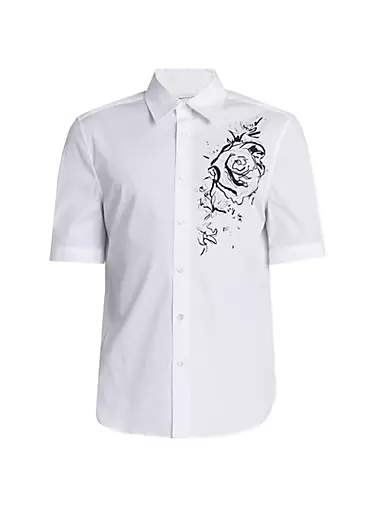 Floral Stretch-Cotton Button-Front Shirt