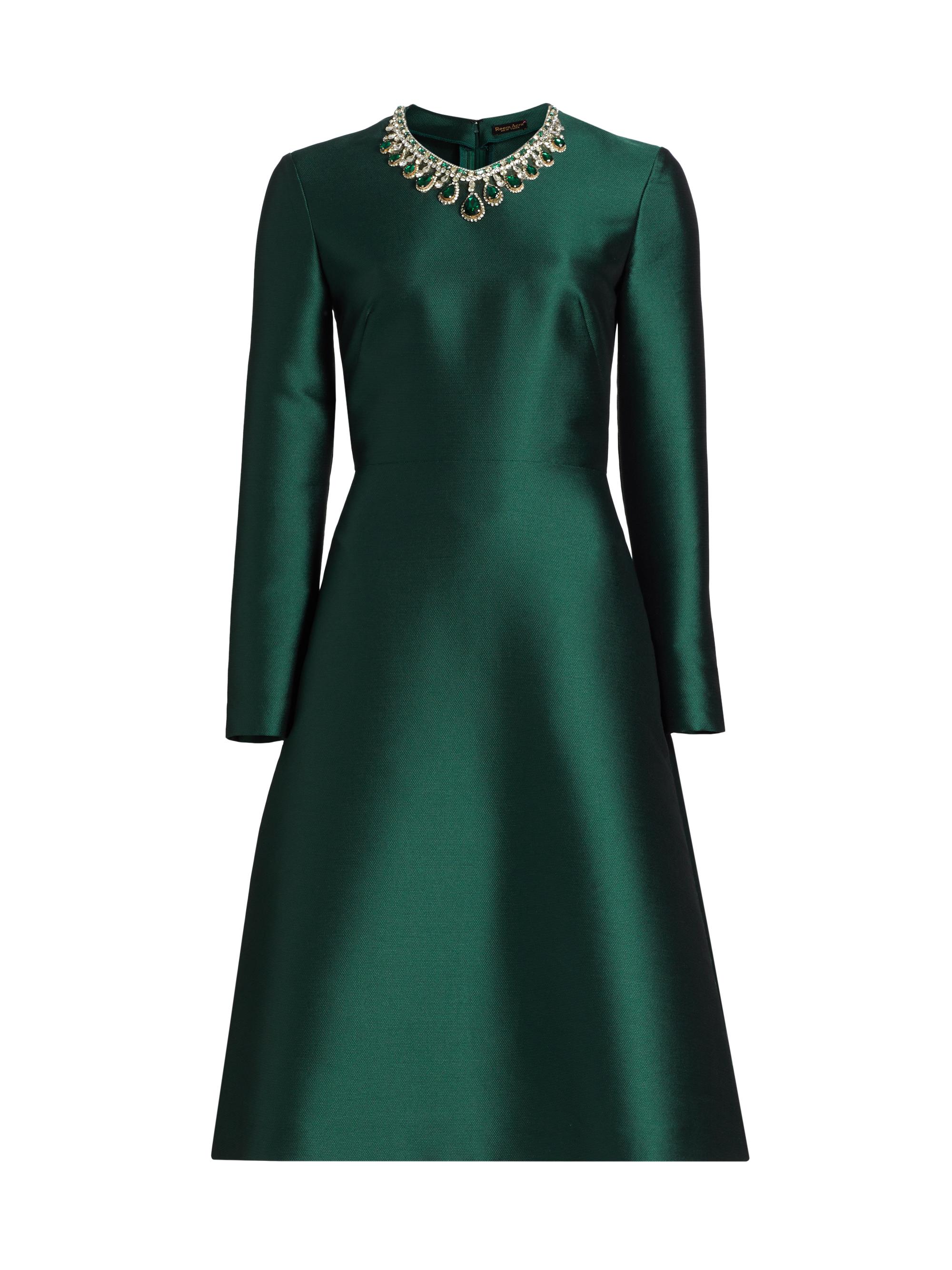 Reem Acra Jeweled Piqué Fit & Flare Dress | Saks Fifth Avenue