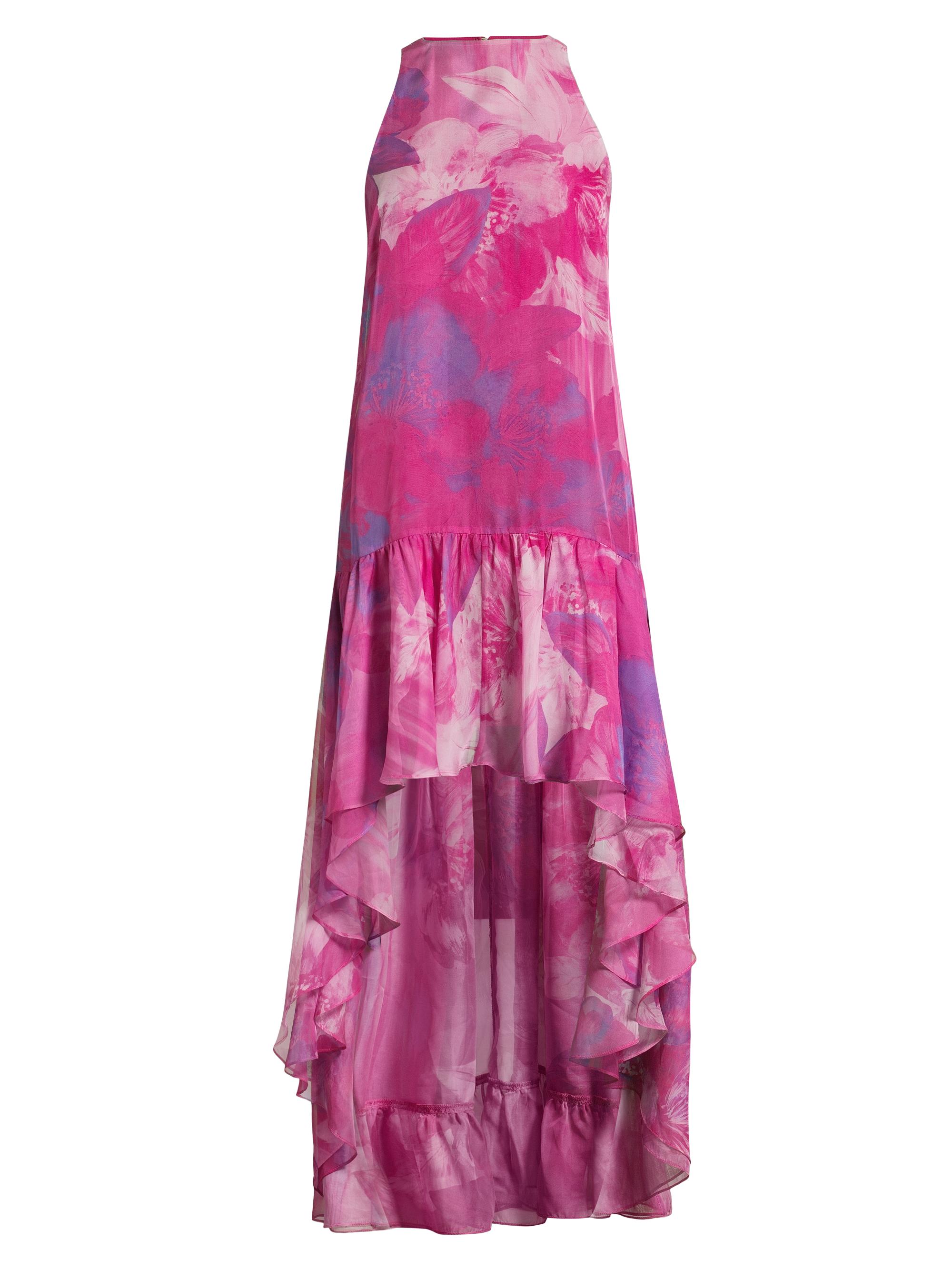 One33 Social Women's Floral Taffeta High-Low Dress - Fuchsia Multi