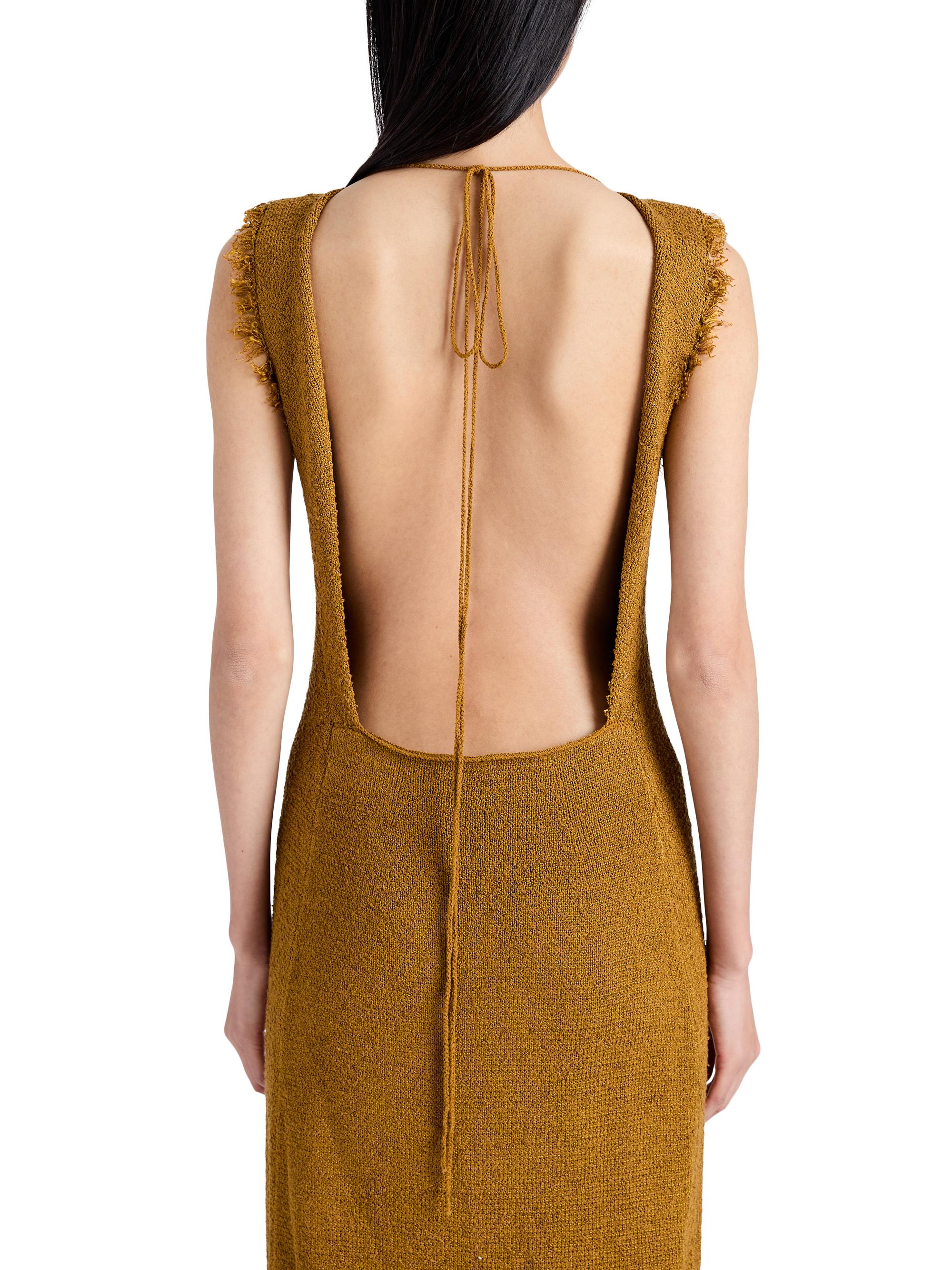 Silvia Backless Dress in Silk Doubleface Boucle Cider | Proenza Schouler Official Site