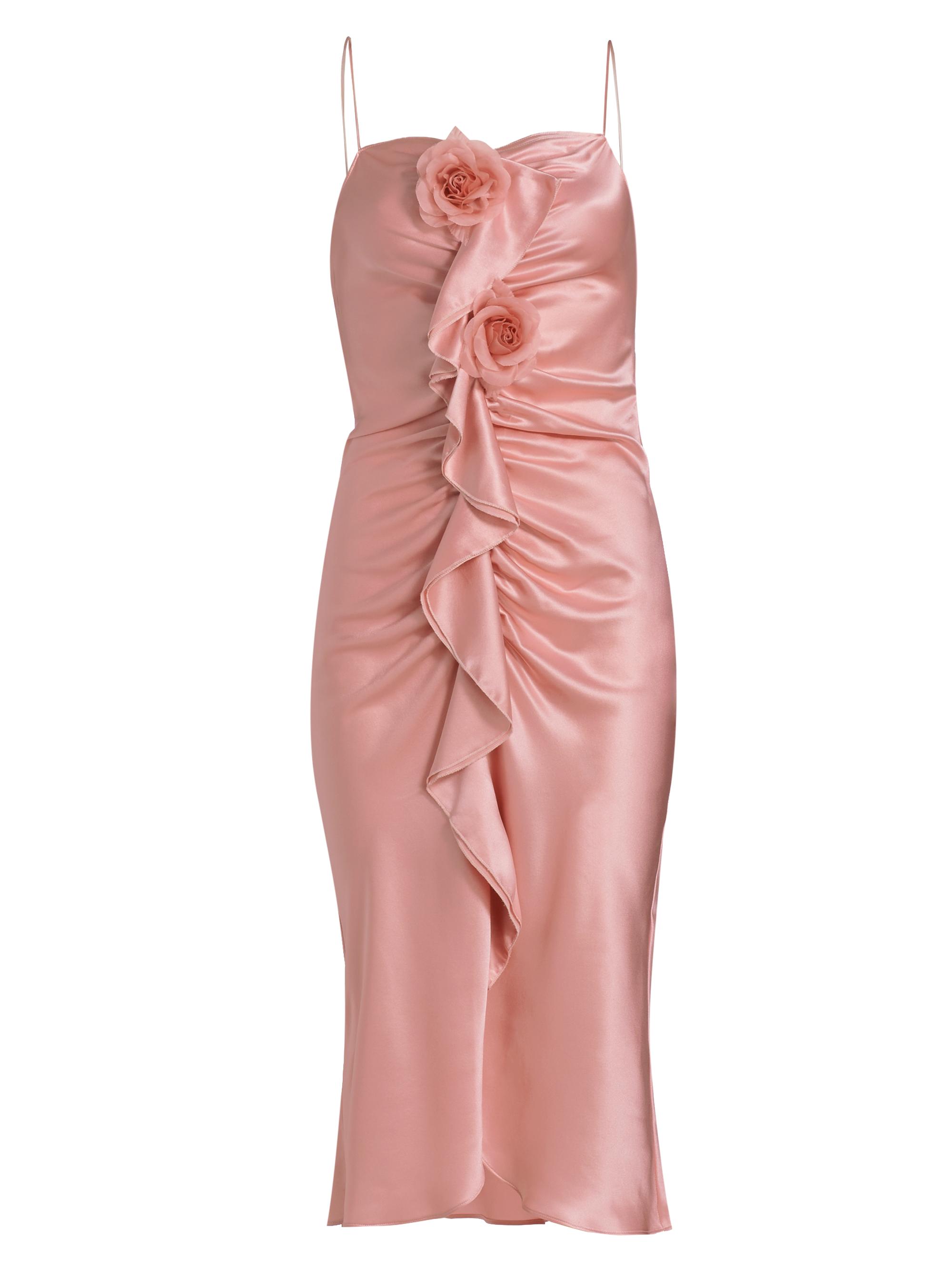 Rodarte Women's Ruched Silk Satin Midi-Dress - Pink