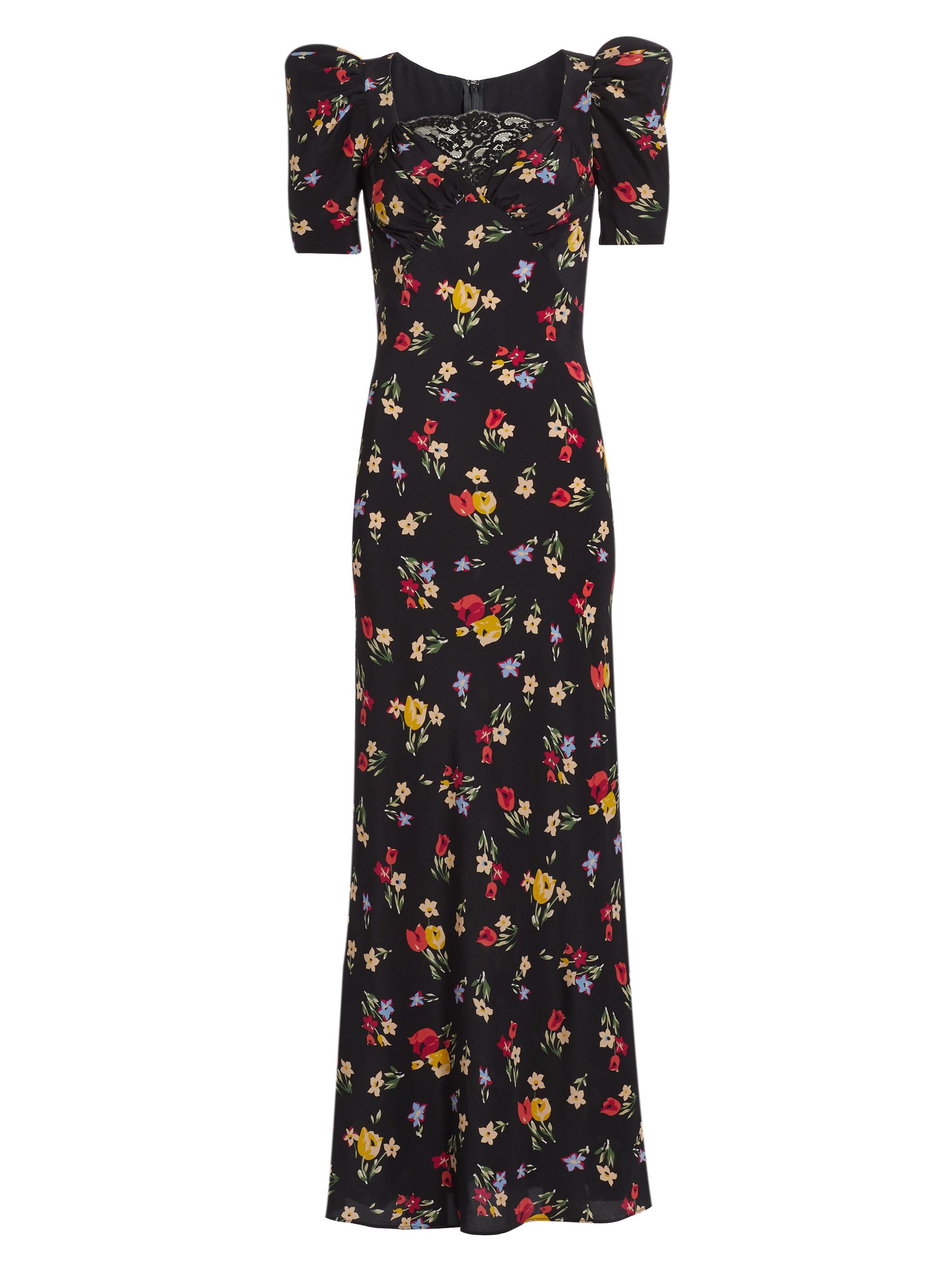 Rodarte Women's Floral Silk Crepe De Chine Gown - Black