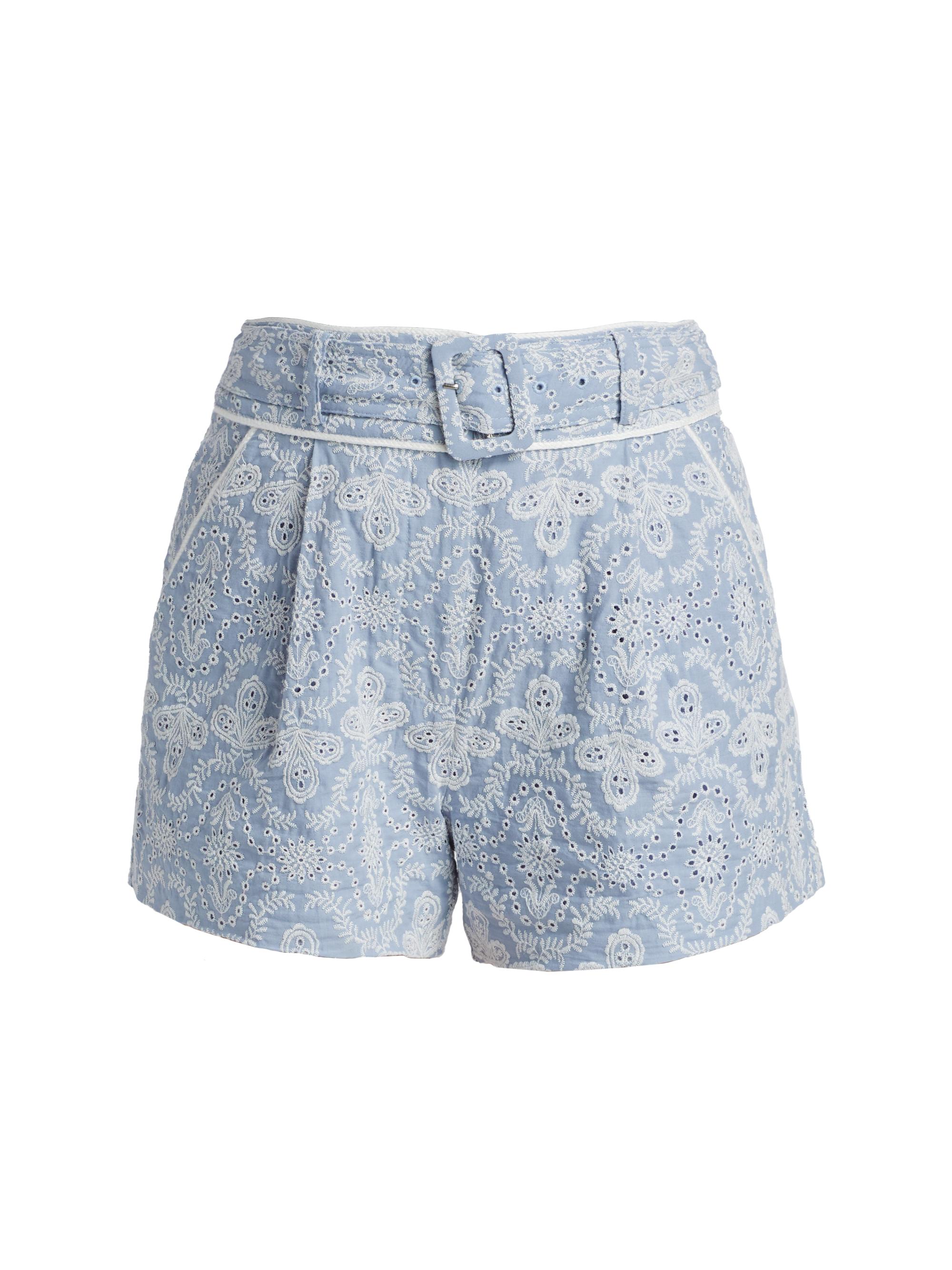 Veronica Beard Hobbes Cotton Eyelet Belted Shorts Saks Fifth