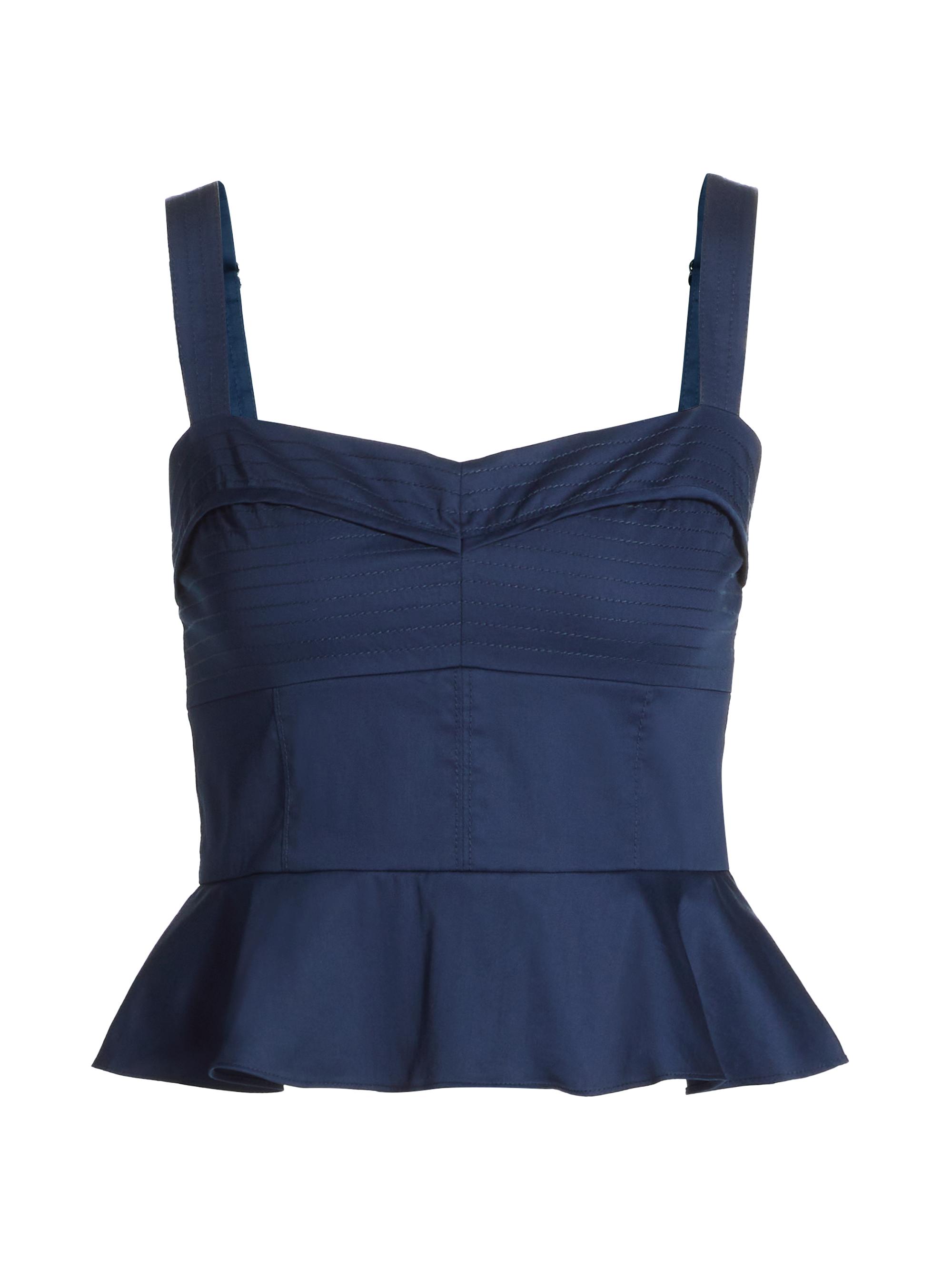 Veronica Beard Women's Carnegie Cotton-Blend Peplum Top - Marine